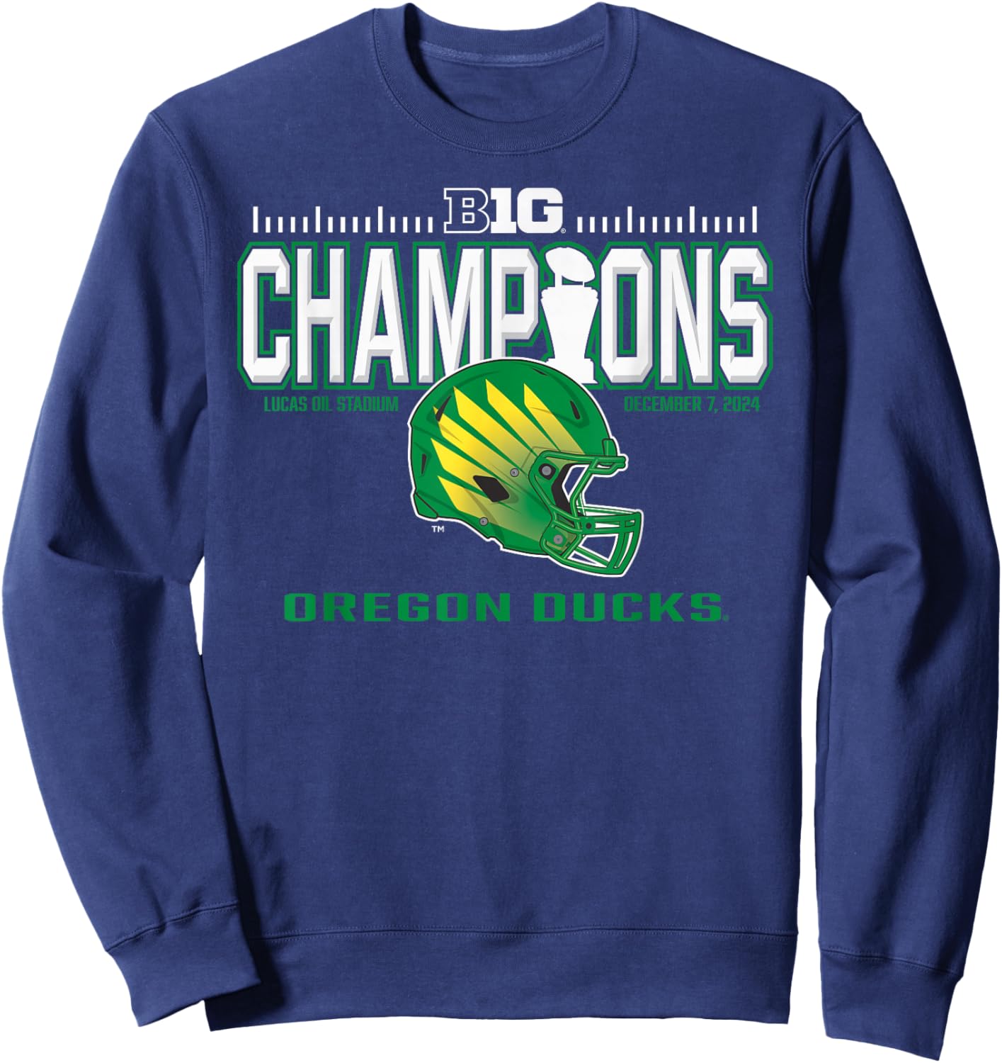 Oregon Ducks Big Ten Champs 2024 Football Locker Room Sweatshirt - Sweatshirt | Navy