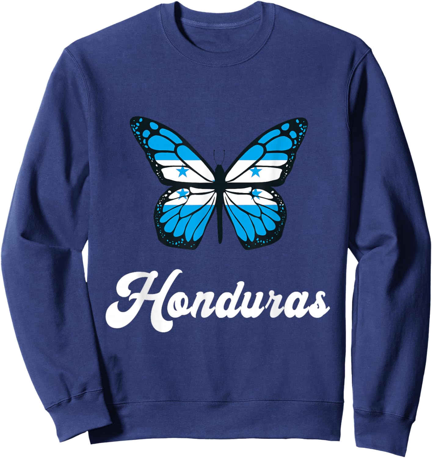 Honduras Flag Proud Butterfly Central America Honduran Roots Sweatshirt - Sweatshirt | Navy