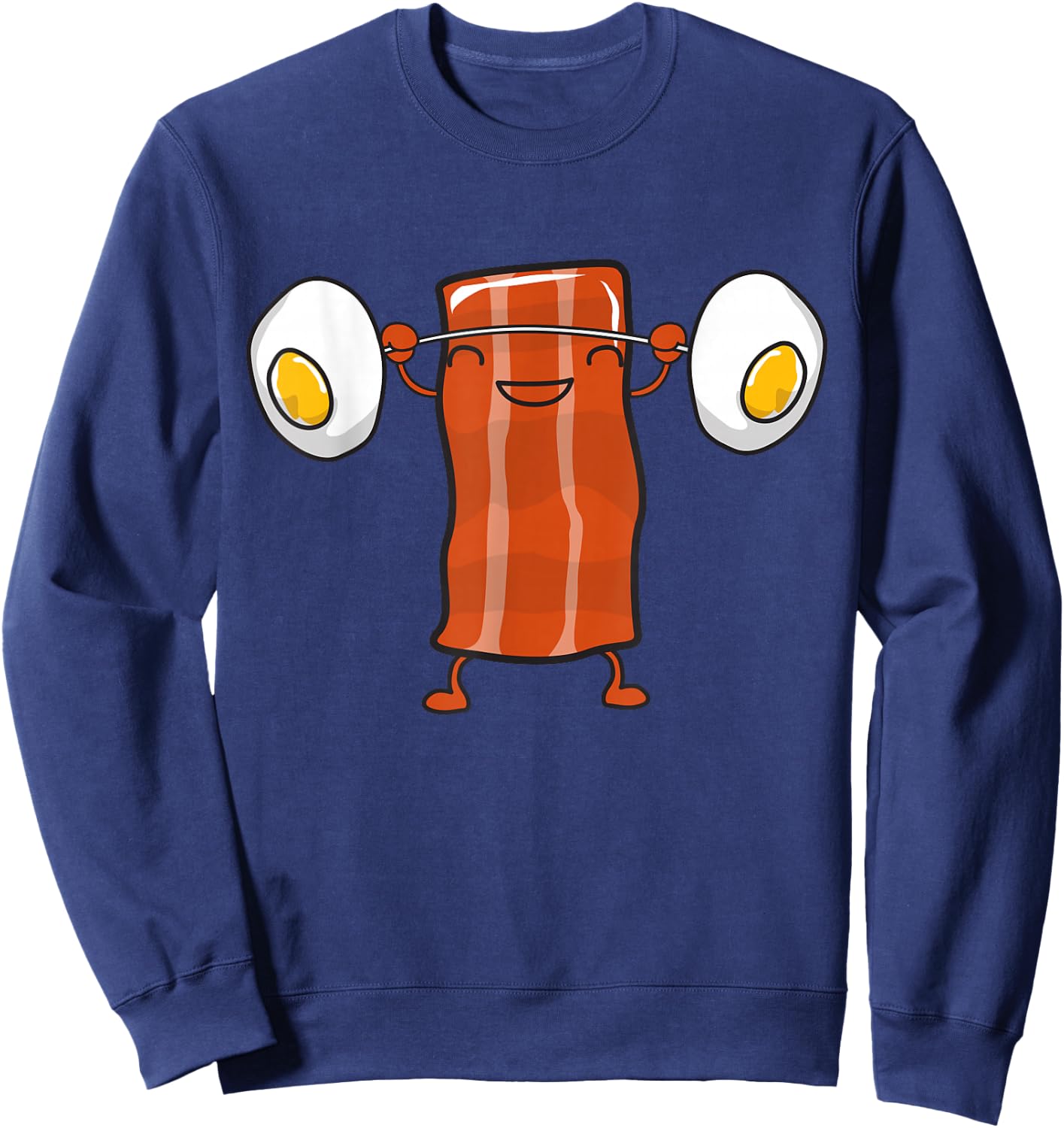 Bacon Lifting Eggs Funny Keto Snatch Squat Barbell Weight Sweatshirt - Sweatshirt | Navy