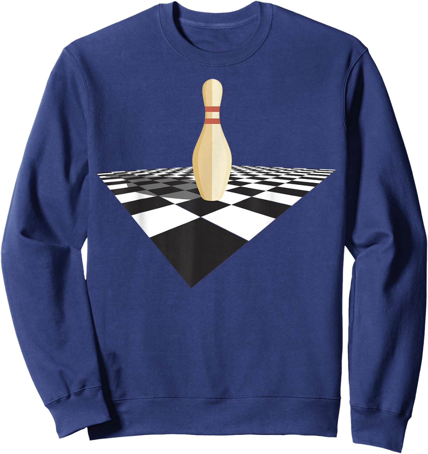 The Big Lebowski Bowling Pin Checkered Floor Graphic Sweatshirt - Sweatshirt | Navy
