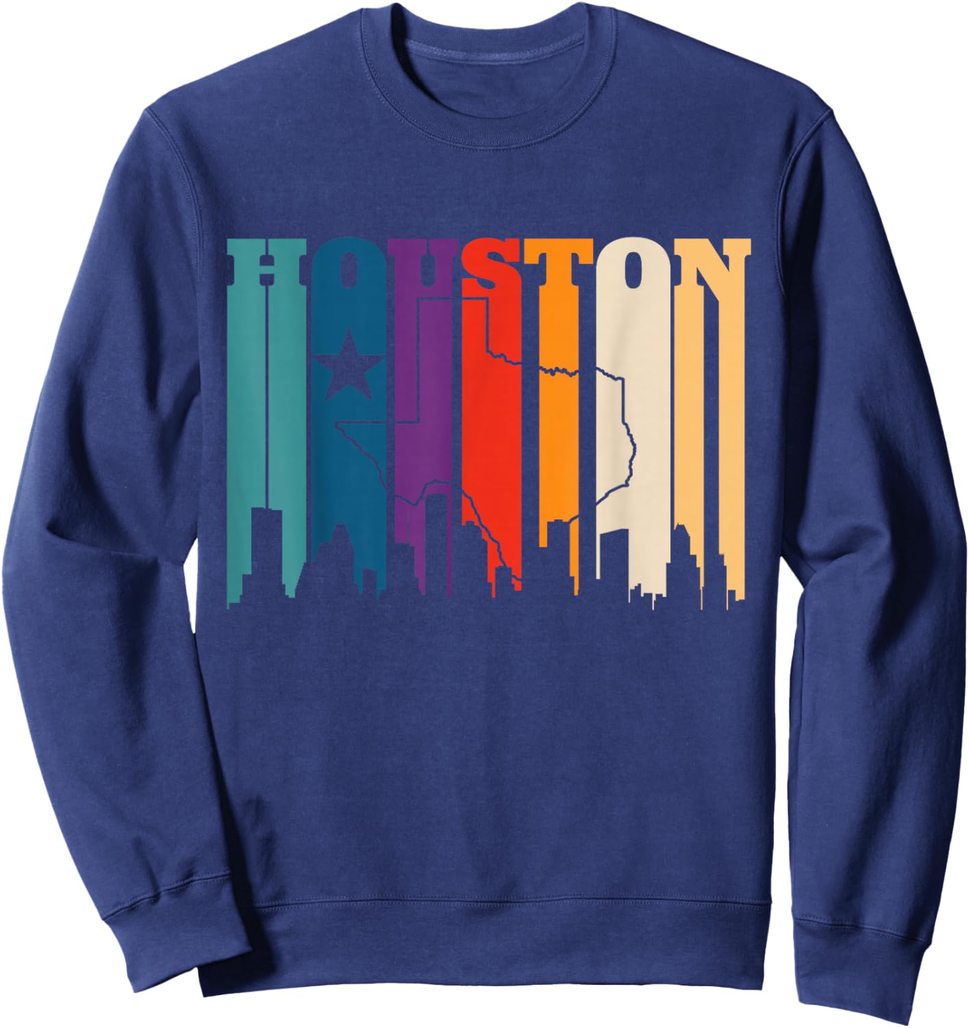 Houston Texas Map Skyline Gift Texas Home State Souvenir Sweatshirt - Sweatshirt | Navy