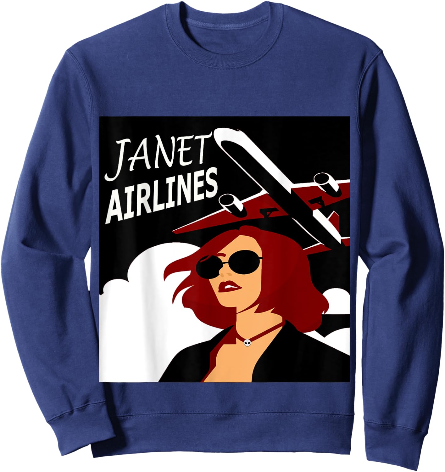 Alien Area 51 Nevada Janet Airlines Shirt Top Sweatshirt - Sweatshirt | Navy