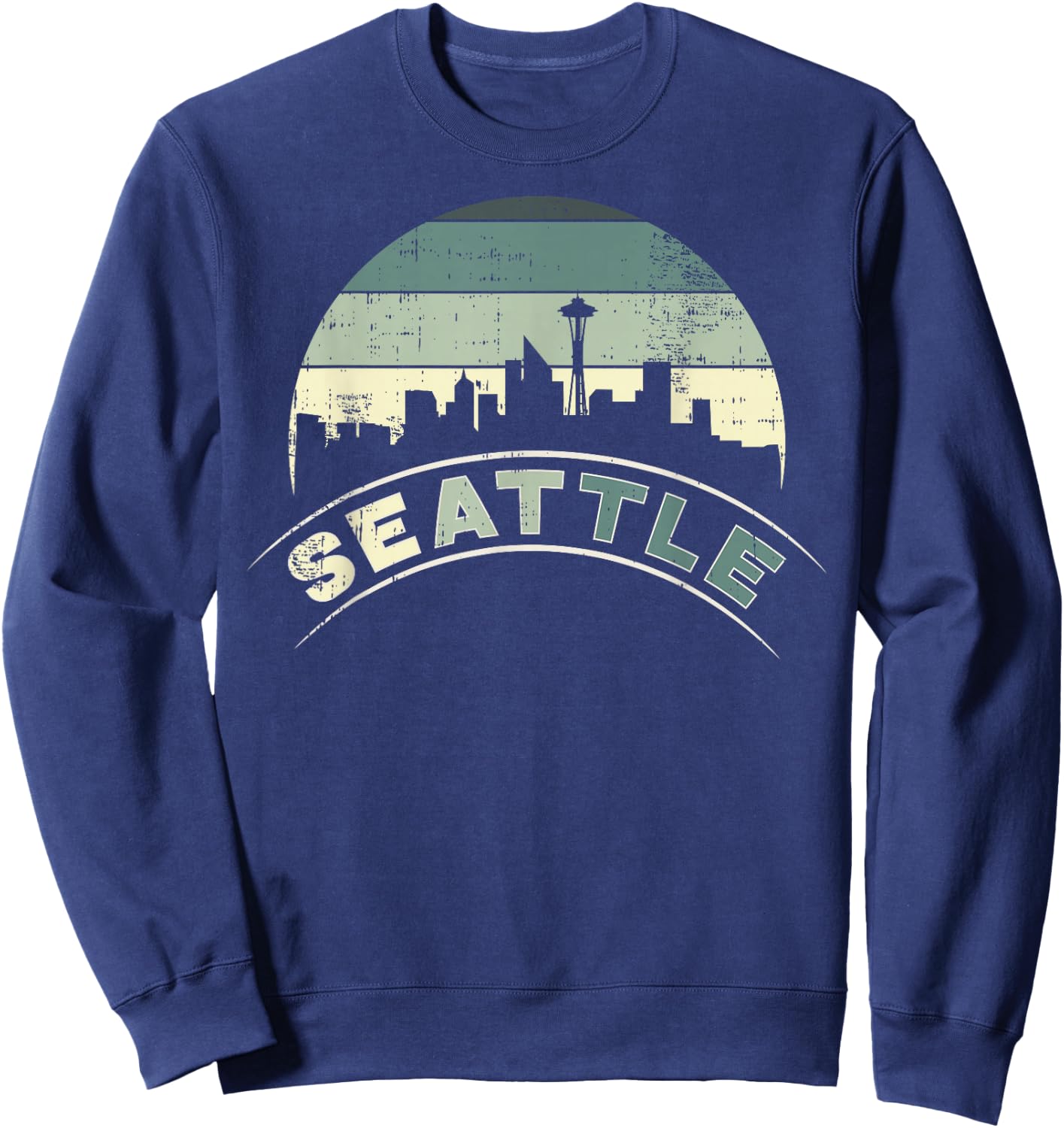 Grunge Seattle Skyline Distressed Look design Sweatshirt - Sweatshirt | Navy
