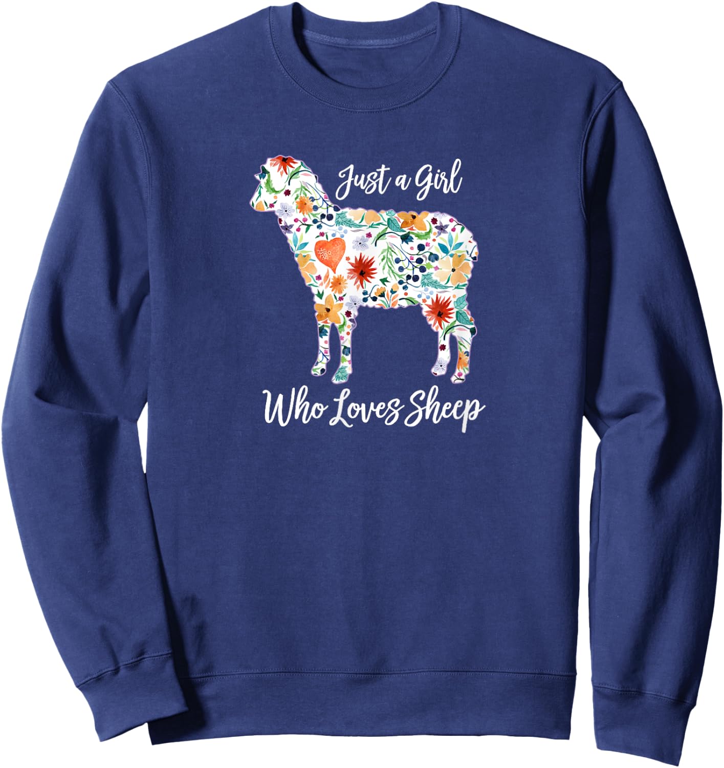 JUST A GIRL WHO LOVES SHEEP cute funny design Sweatshirt - Sweatshirt | Navy
