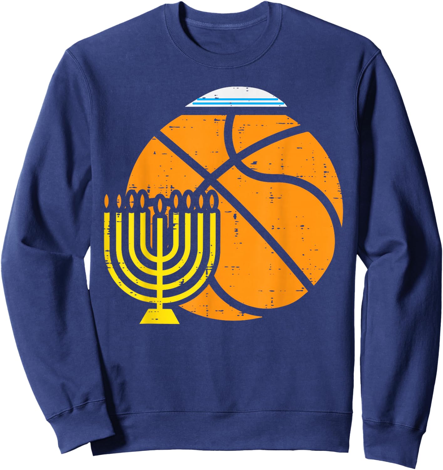 Jewish Basketball Menorah Hanukkah Chanukah Sport Lover Gift Sweatshirt - Sweatshirt | Navy
