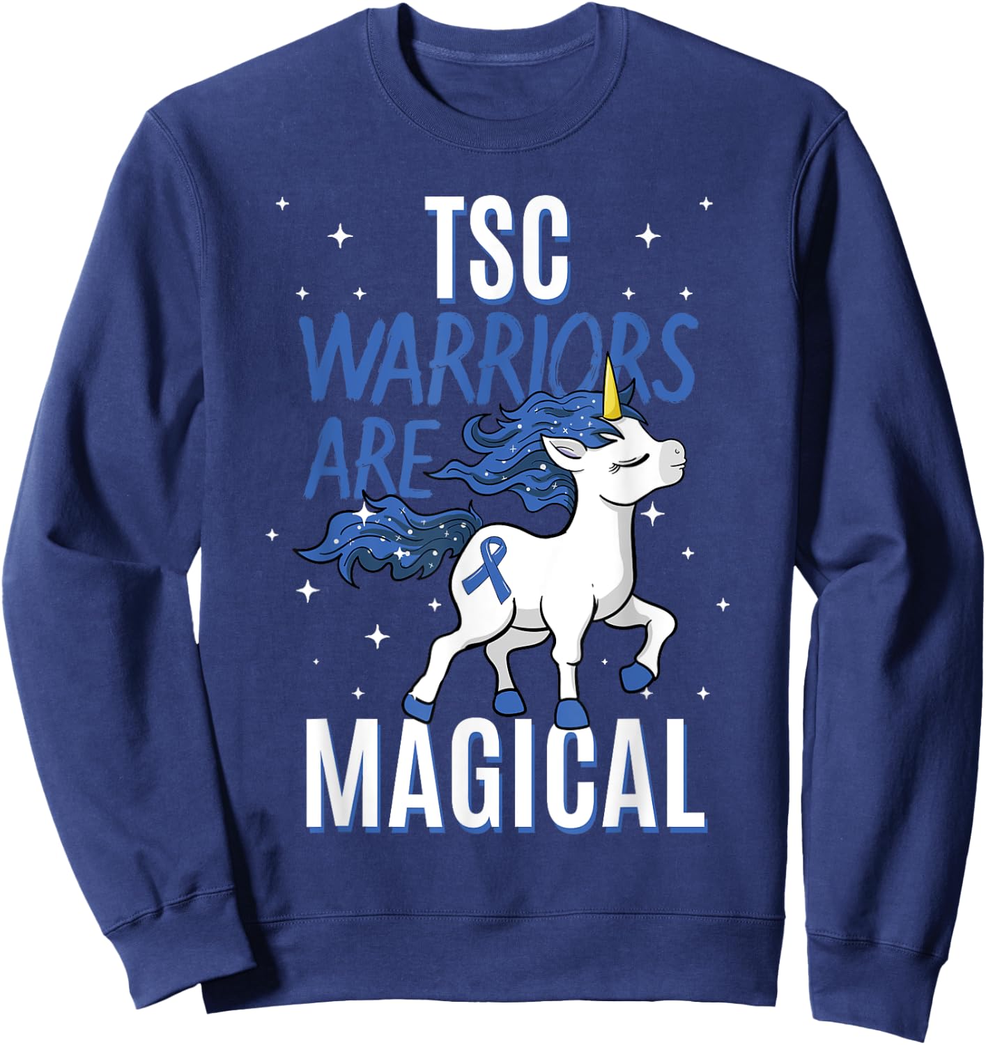Tuberous Sclerosis Complex TSC Magical Unicorn Blue Ribbon Sweatshirt - Sweatshirt | Navy