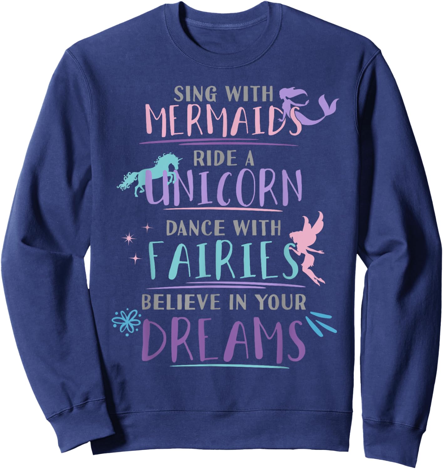 Cute Mermaid Unicorn Fairy Enchanted Girls Sweatshirt - Sweatshirt | Navy