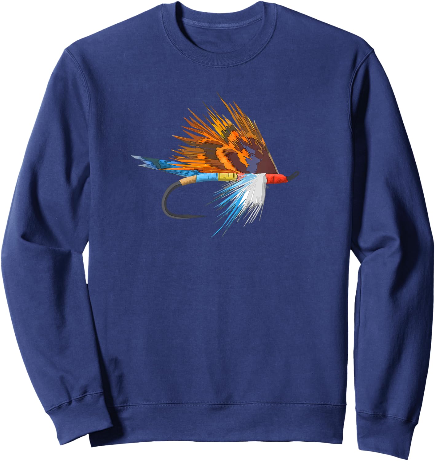 Fly Fishing Trout Fly Tie Art Fisherman Fly Fish Hook Art Sweatshirt - Sweatshirt | Navy