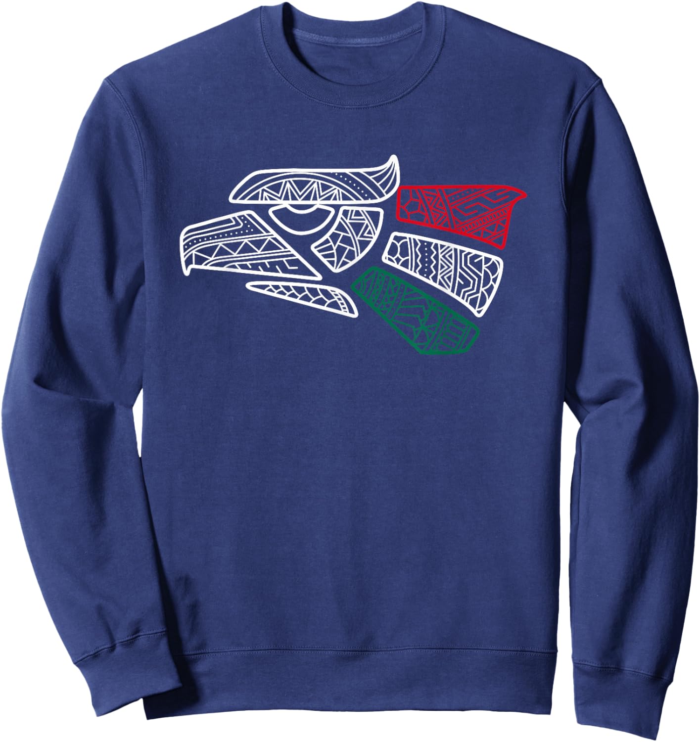Mexico Flag - Mexican Eagle Aztec Style - Hecho En Mexico Sweatshirt - Sweatshirt | Navy