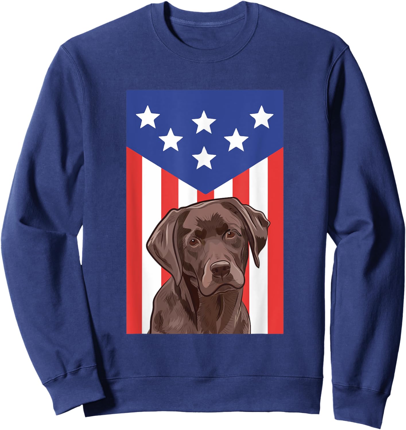 Labrador Retriever Chocolate Lab American Flag Funny Patriot Sweatshirt - Sweatshirt | Navy