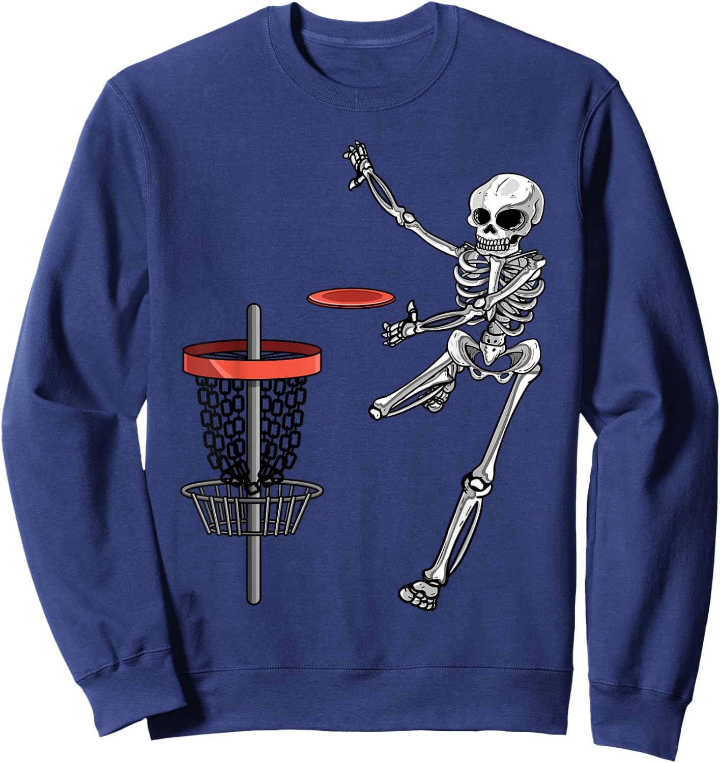 Skeleton Flying Disc Golf Halloween Frisbee Easy DIY Costume Sweatshirt - Sweatshirt | Navy