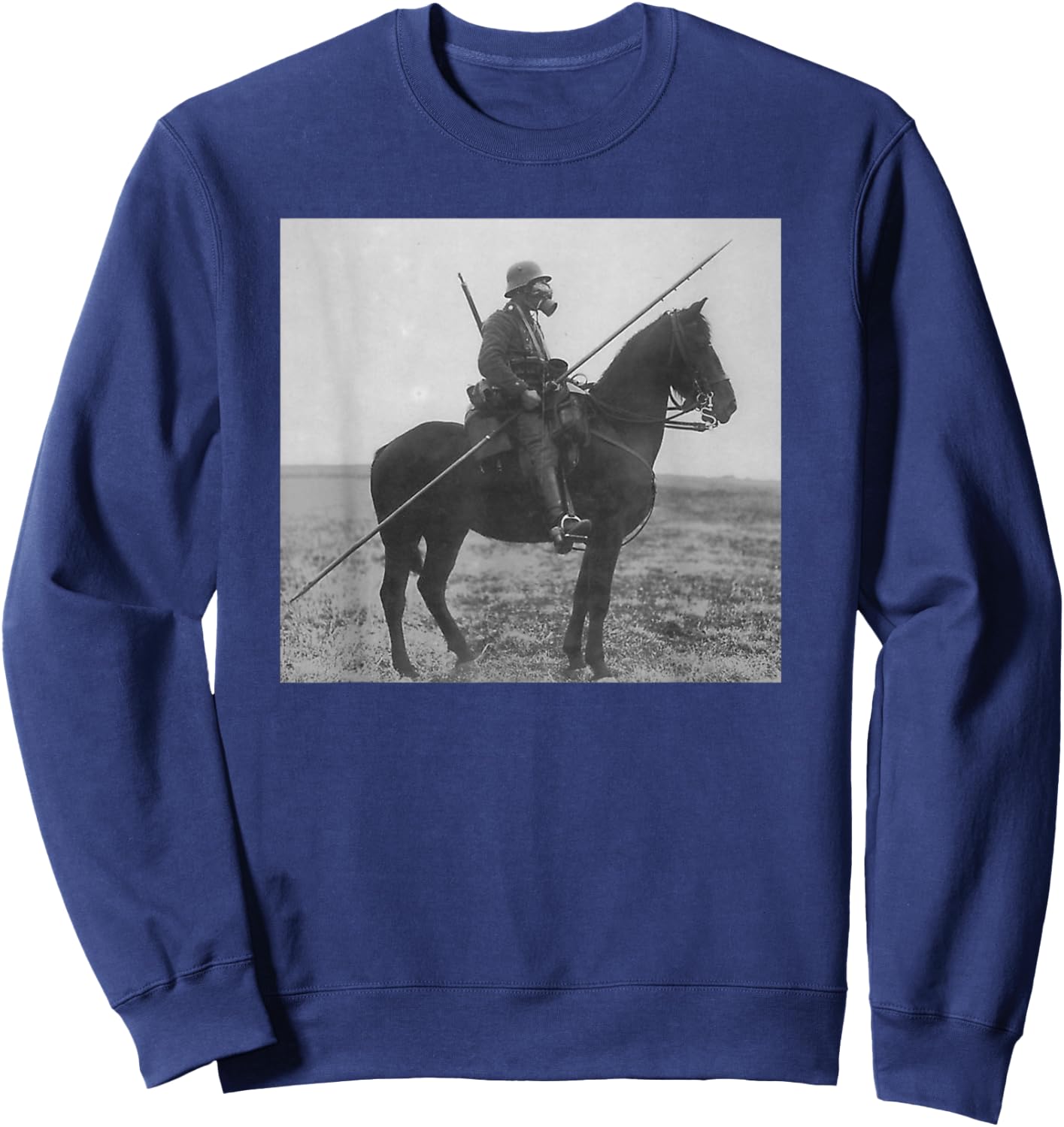 WW1 Vintage Solider Horse Gas Mask Spear Shirt Sweatshirt - Sweatshirt | Navy
