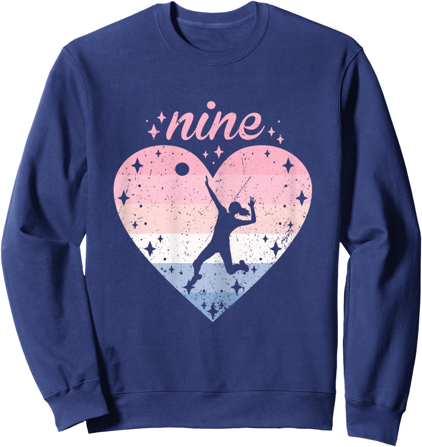 9 Year Old Cute Volleyball Birthday Girl 9th B-day Sweatshirt - Sweatshirt | Navy