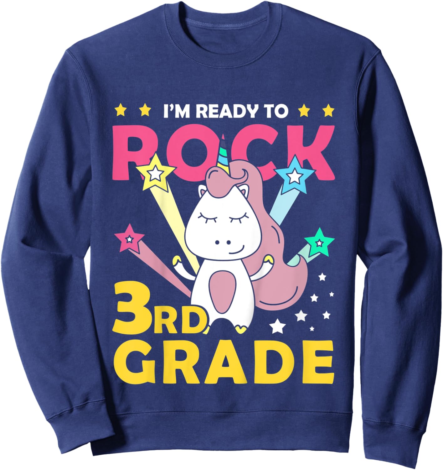 Kids I'm Ready Crush 3rd Grade Shirt Cute Unicorn Sweatshirt - Sweatshirt | Navy