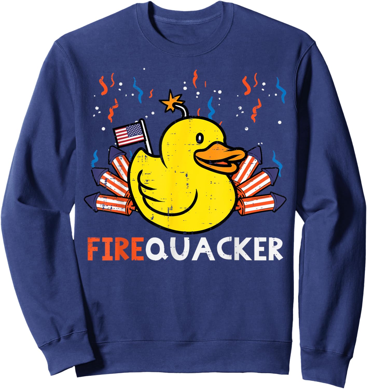 4th July Rubber Duck Firequacker Patriot Men Boys Kids Women Sweatshirt - Sweatshirt | Navy