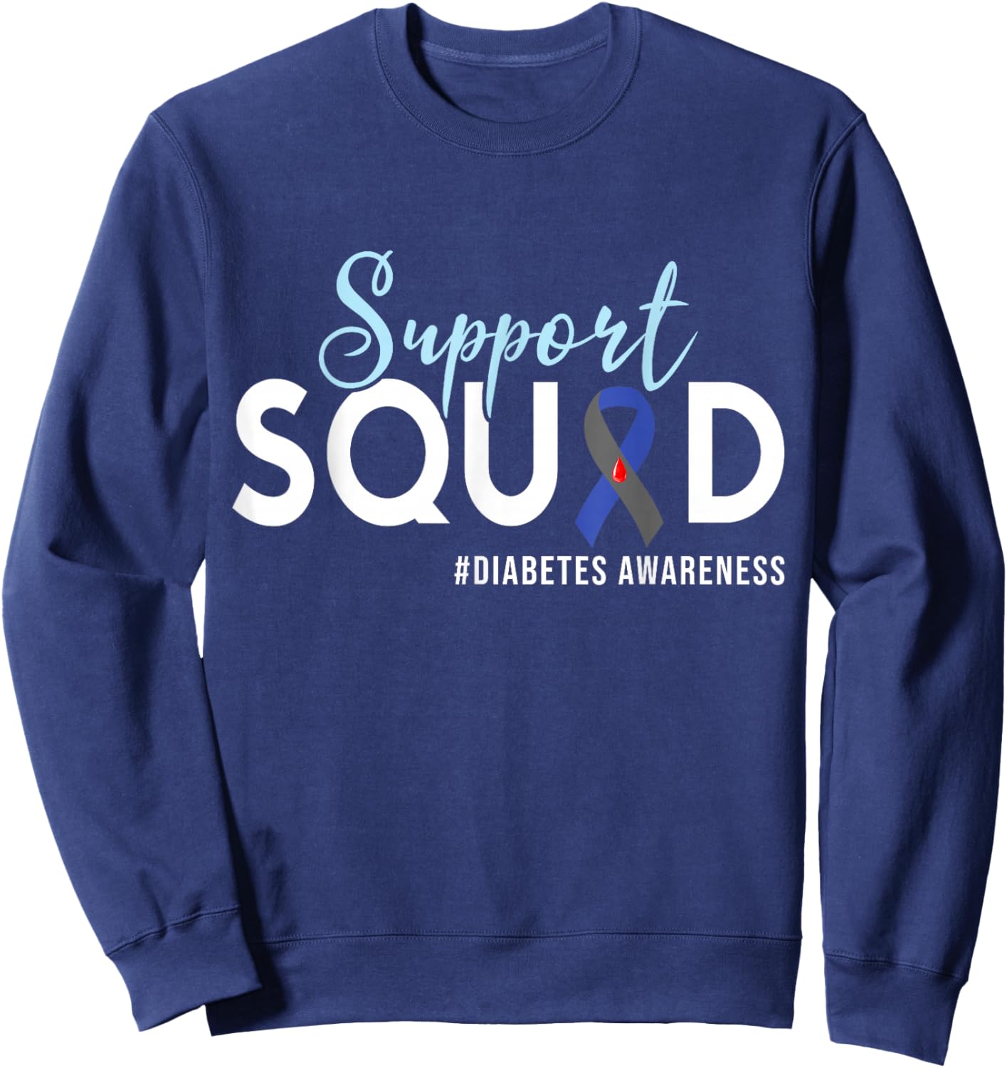 Support Squad Diabetes Awareness Type 1 Women Kids Sweatshirt - Sweatshirt | Navy