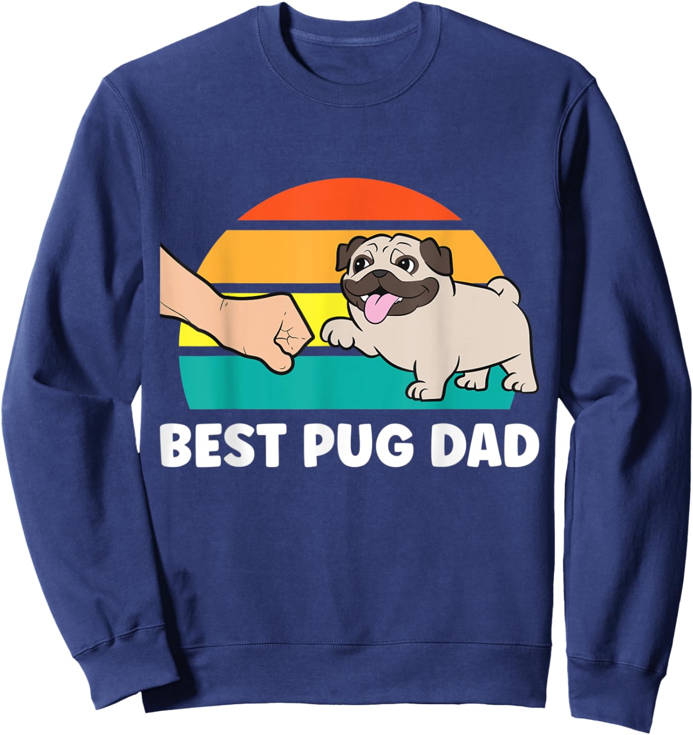 Pug Dog Owner Dad Best Pug Dad Women Kids Sweatshirt - Sweatshirt | Navy