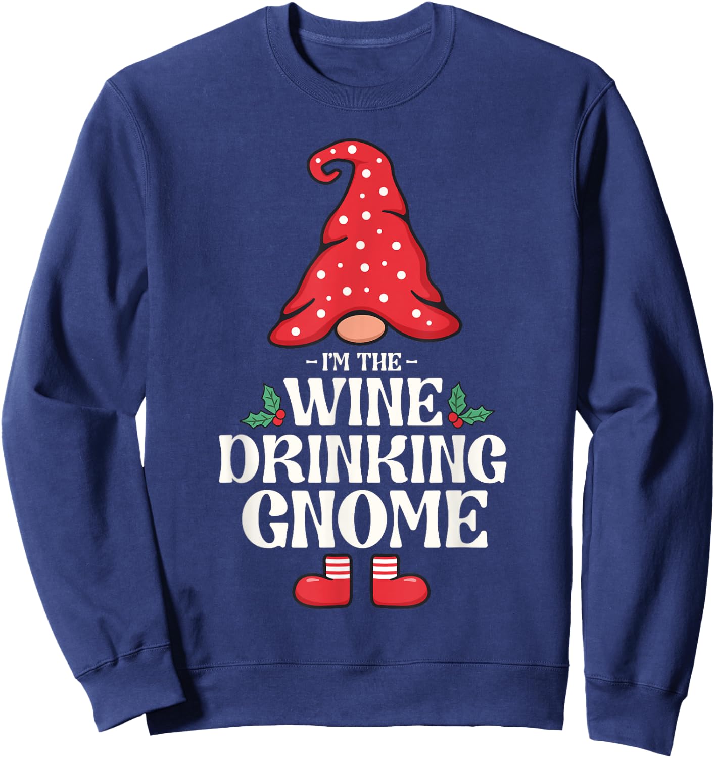 The Wine Drinking Gnome Family Matching Group Christmas Sweatshirt - Sweatshirt | Navy