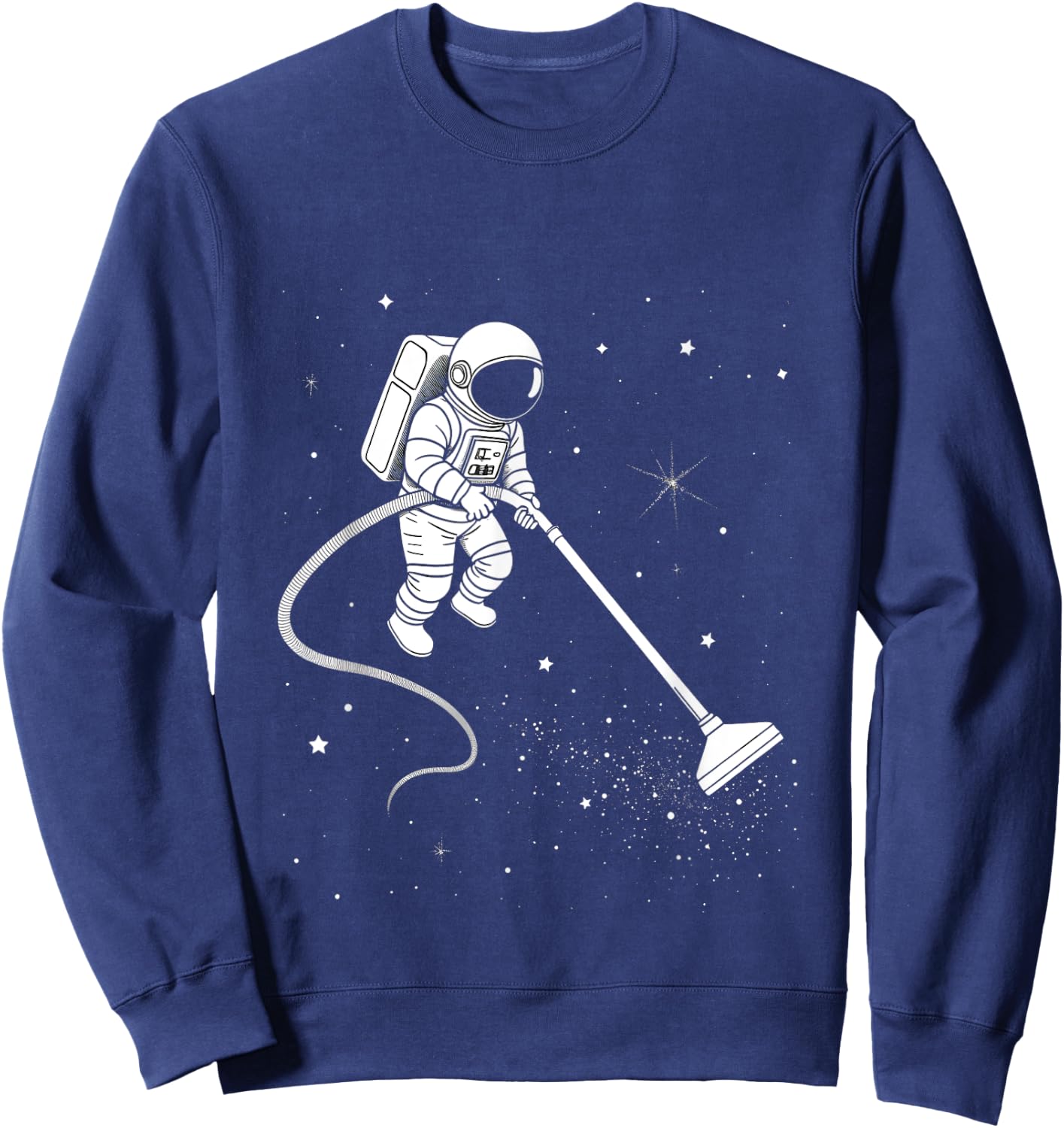 Astronaut Cleaning Stars Funny Space Design Sweatshirt - Sweatshirt | Navy