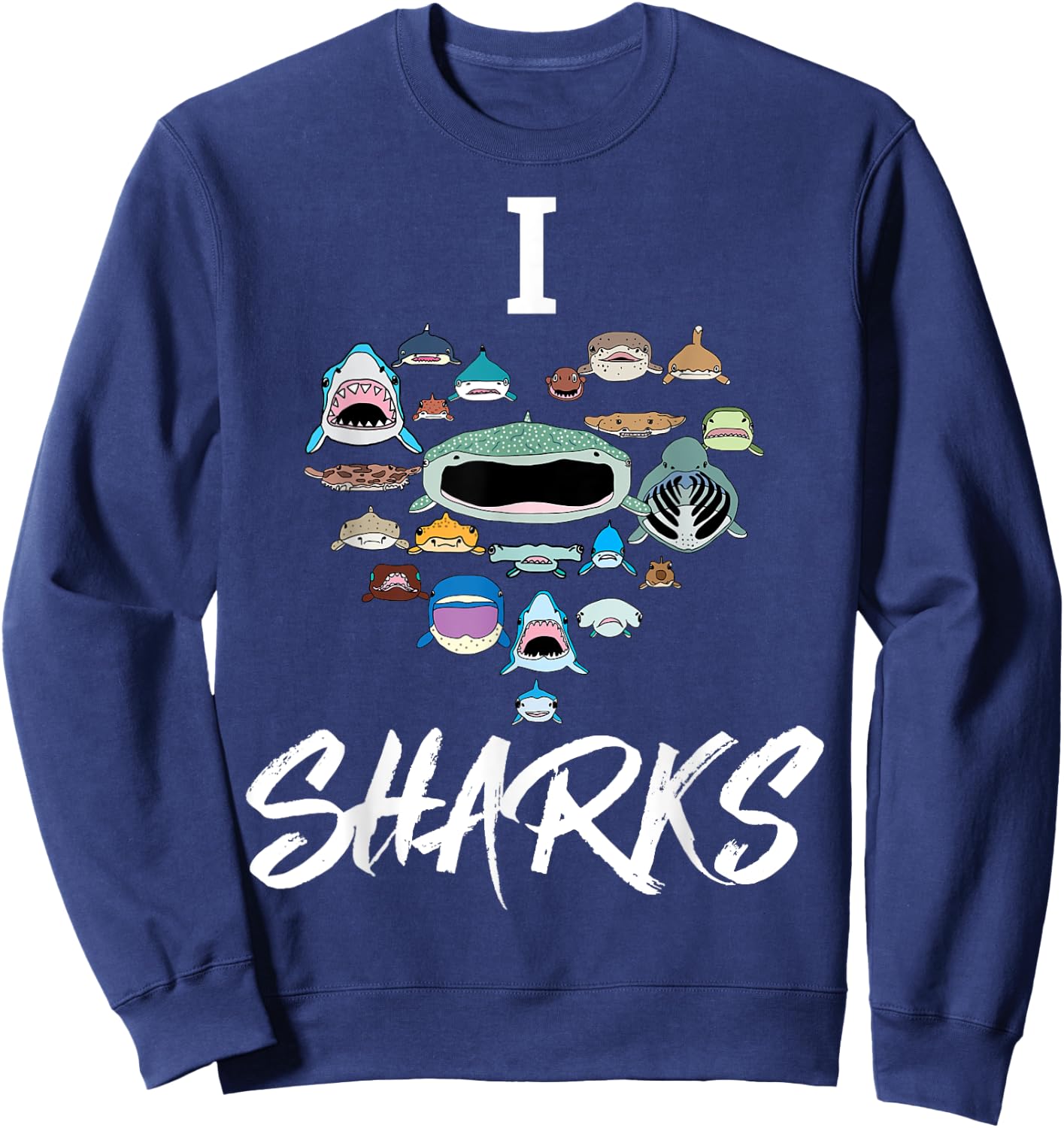 Types Of Sharks Shirt Educational Shark Fun for Kids Boys Sweatshirt - Sweatshirt | Navy