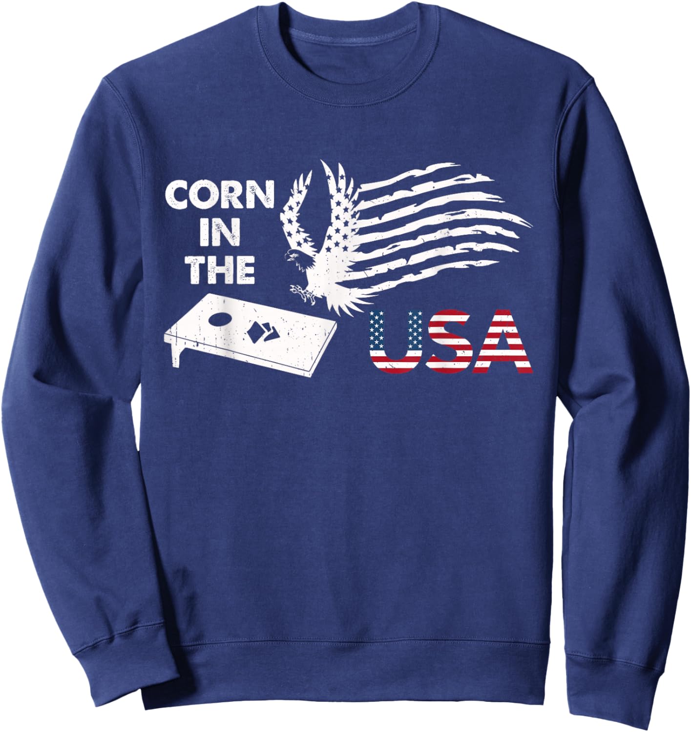 Patriotic Cornhole Player Corn In The USA American Flag Sweatshirt - Sweatshirt | Navy