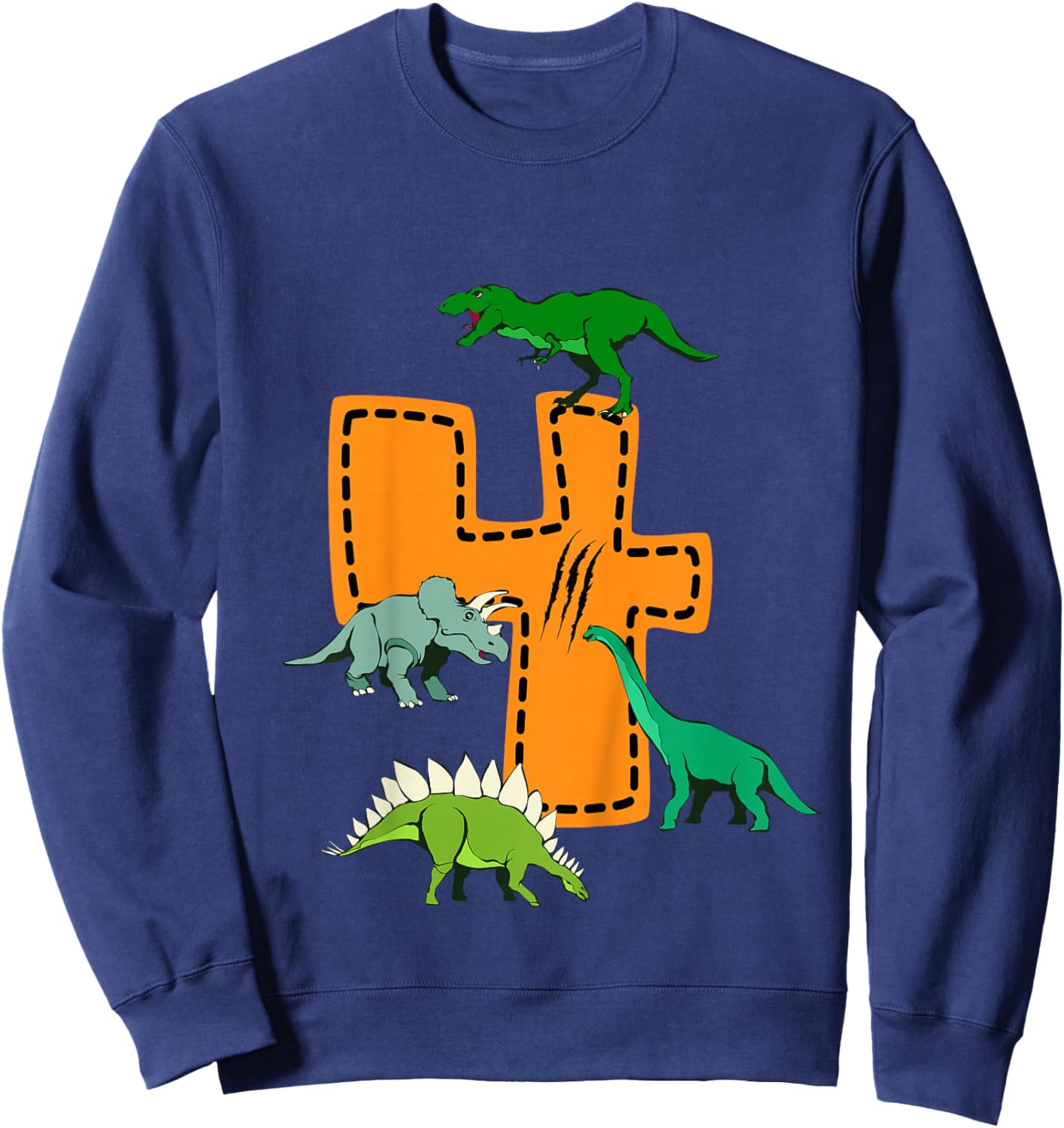 I'm 4 Dinosaurs 4th Children's Son's Dino Birthday Party Sweatshirt - Sweatshirt | Navy