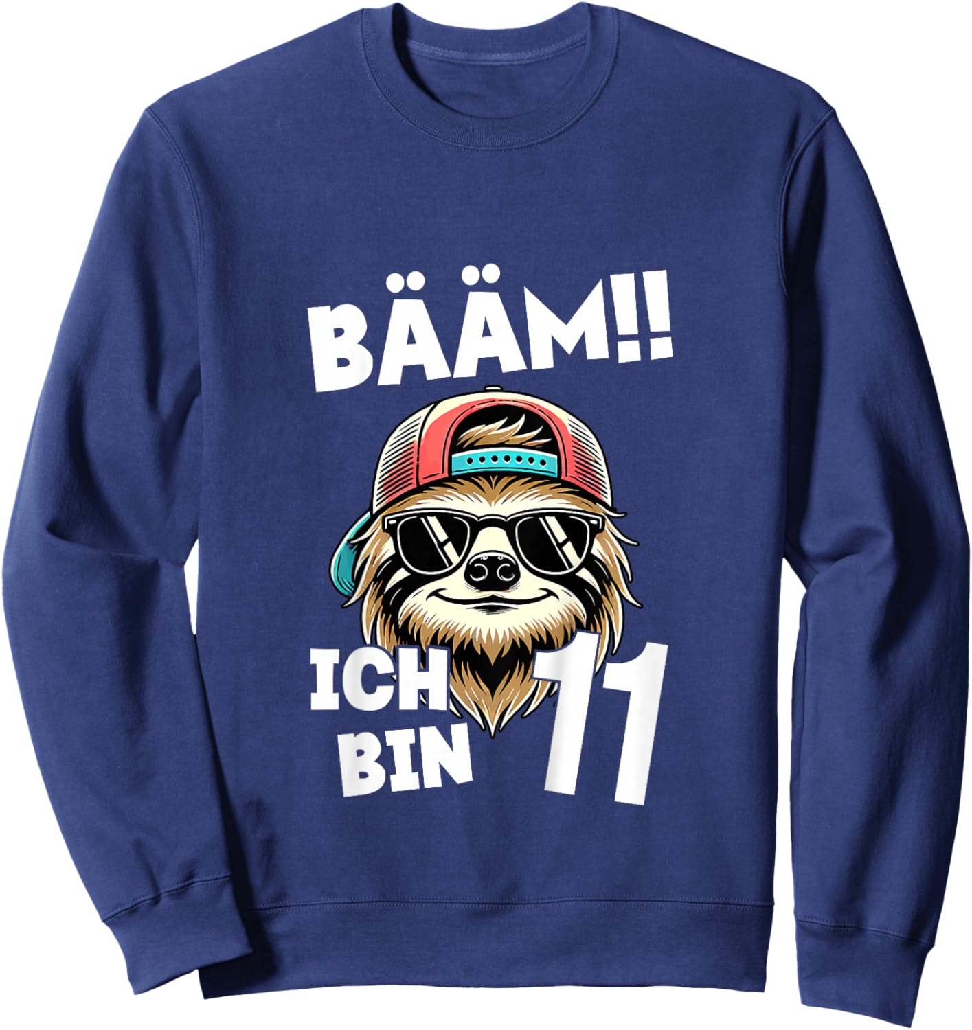 BÄÄM Ich Bin 11 Geburtstag Cooler Faultier Geburtstagsdeko Sweatshirt - Sweatshirt | Navy