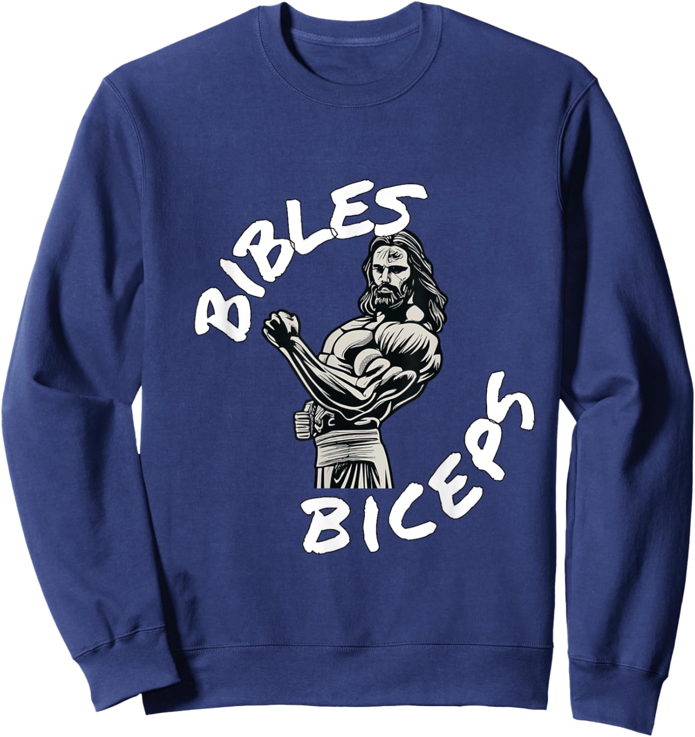 Bibles and Biceps Funny Gym Workout Christian Sweatshirt - Sweatshirt | Navy
