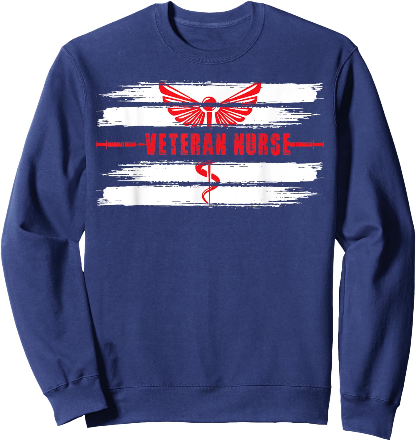 Proud Veteran Nurse Veteran Nursing Caduceus Sweatshirt - Sweatshirt | Navy
