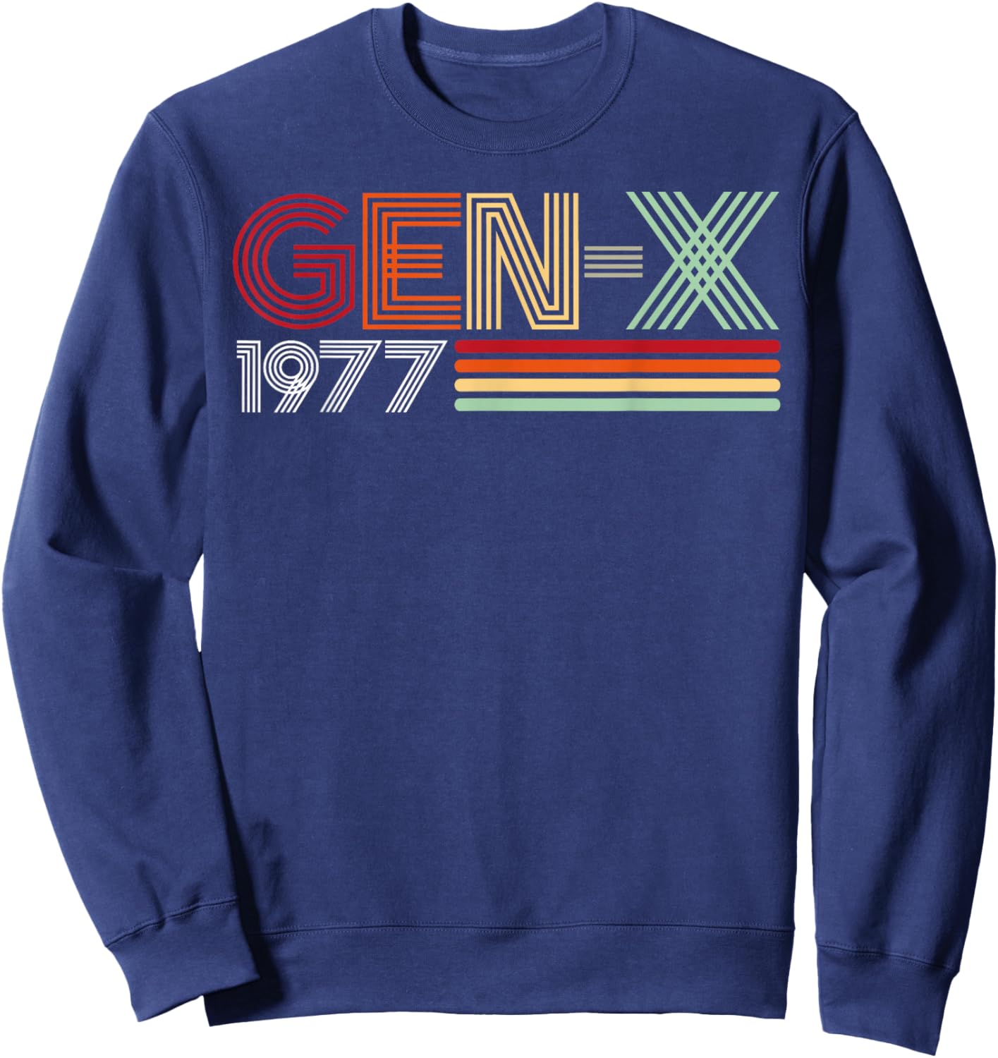 Gen X 1977 Retro Generation Xer Vintage Text Style Sweatshirt - Sweatshirt | Navy
