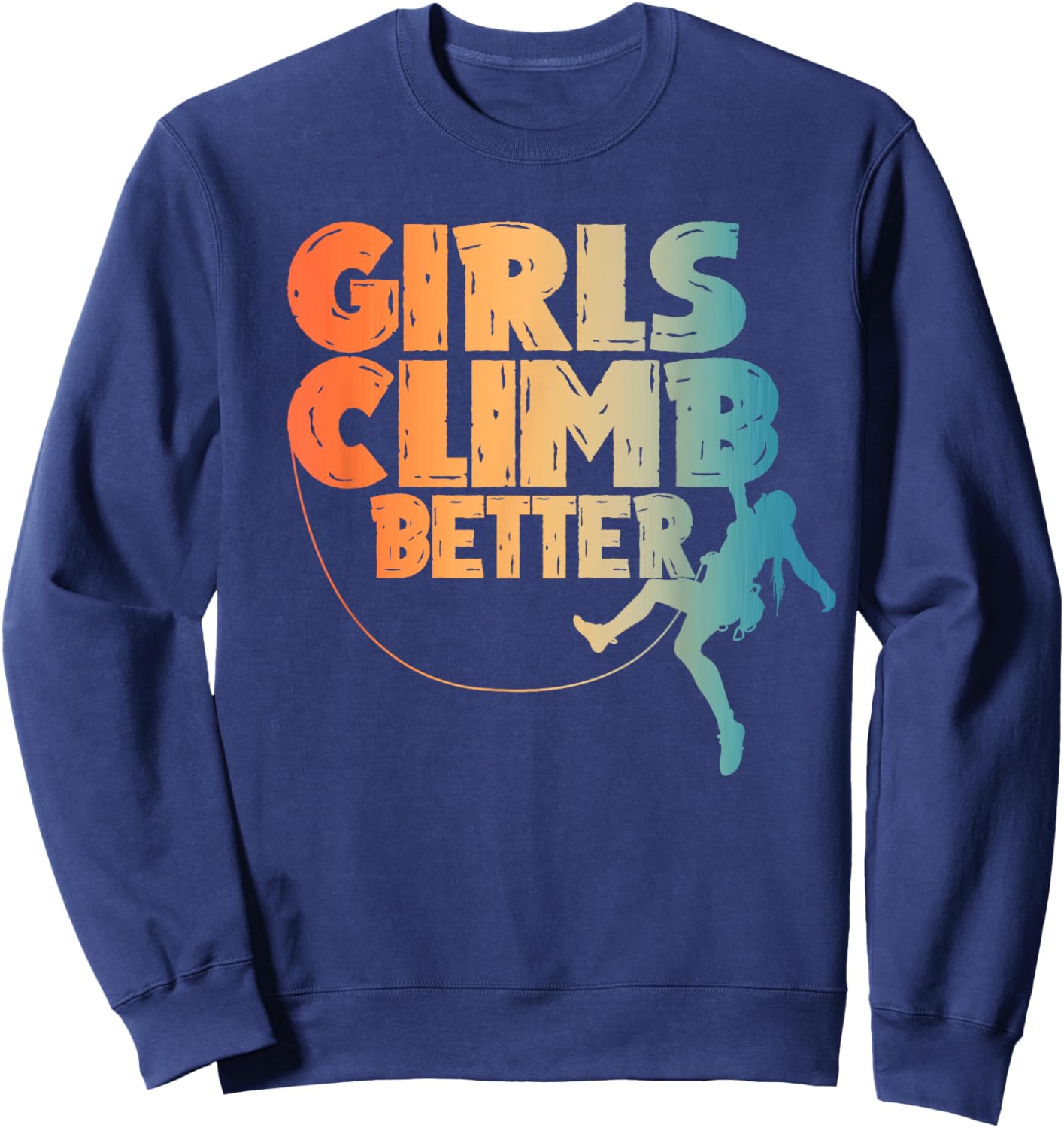 Cool Rock Climber Art Girls Indoor Rock Climbing Sweatshirt - Sweatshirt | Navy