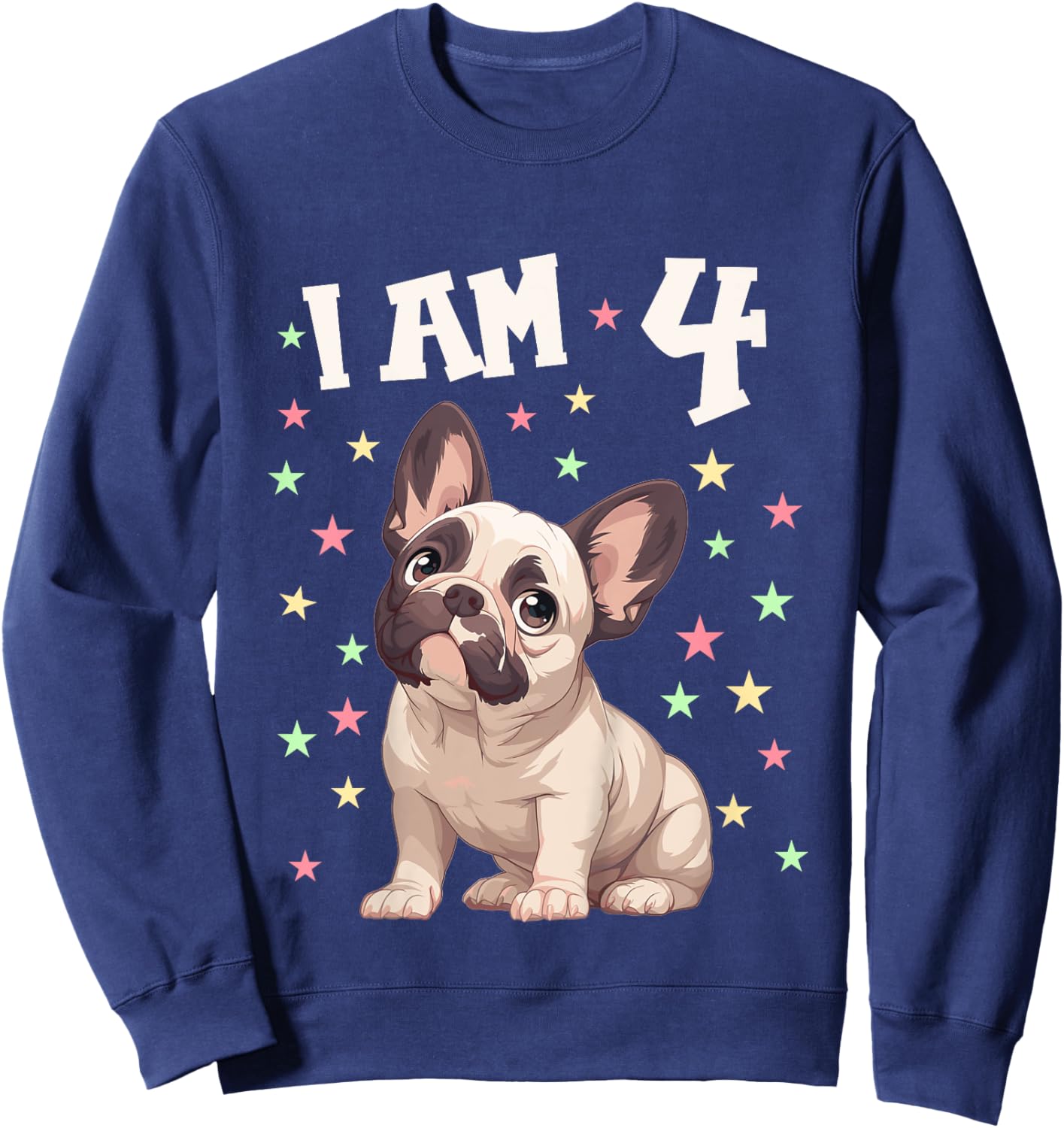 4 Years old 4th birthday French Bulldogs French Bulldog Kids Sweatshirt - Sweatshirt | Navy
