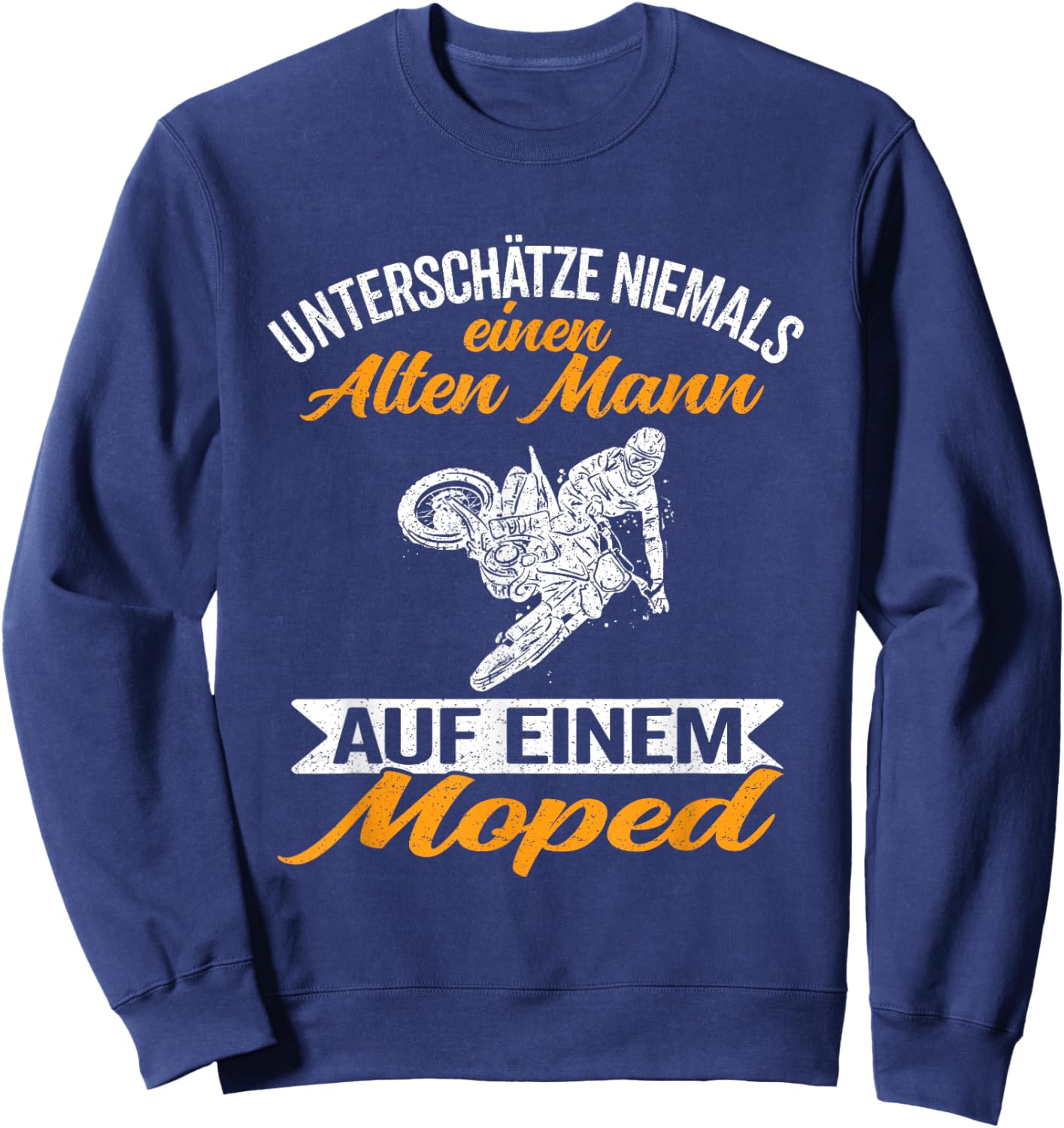 Motorrad Moped Alter Mann Sweatshirt - Sweatshirt | Navy
