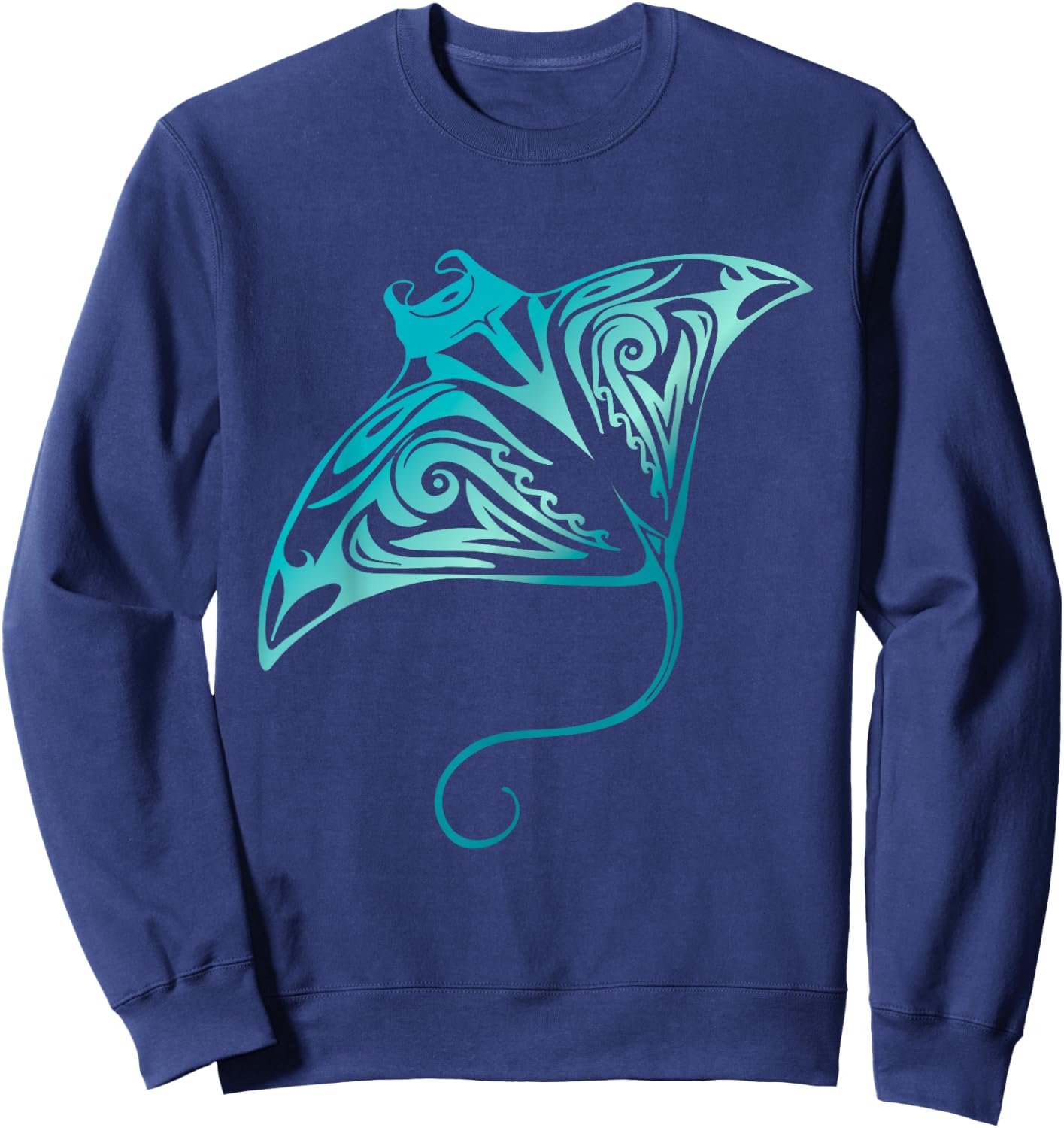 Hawaii Tribal Manta Ray Hawaiian Shirt Shark Lover Sweatshirt - Sweatshirt | Navy