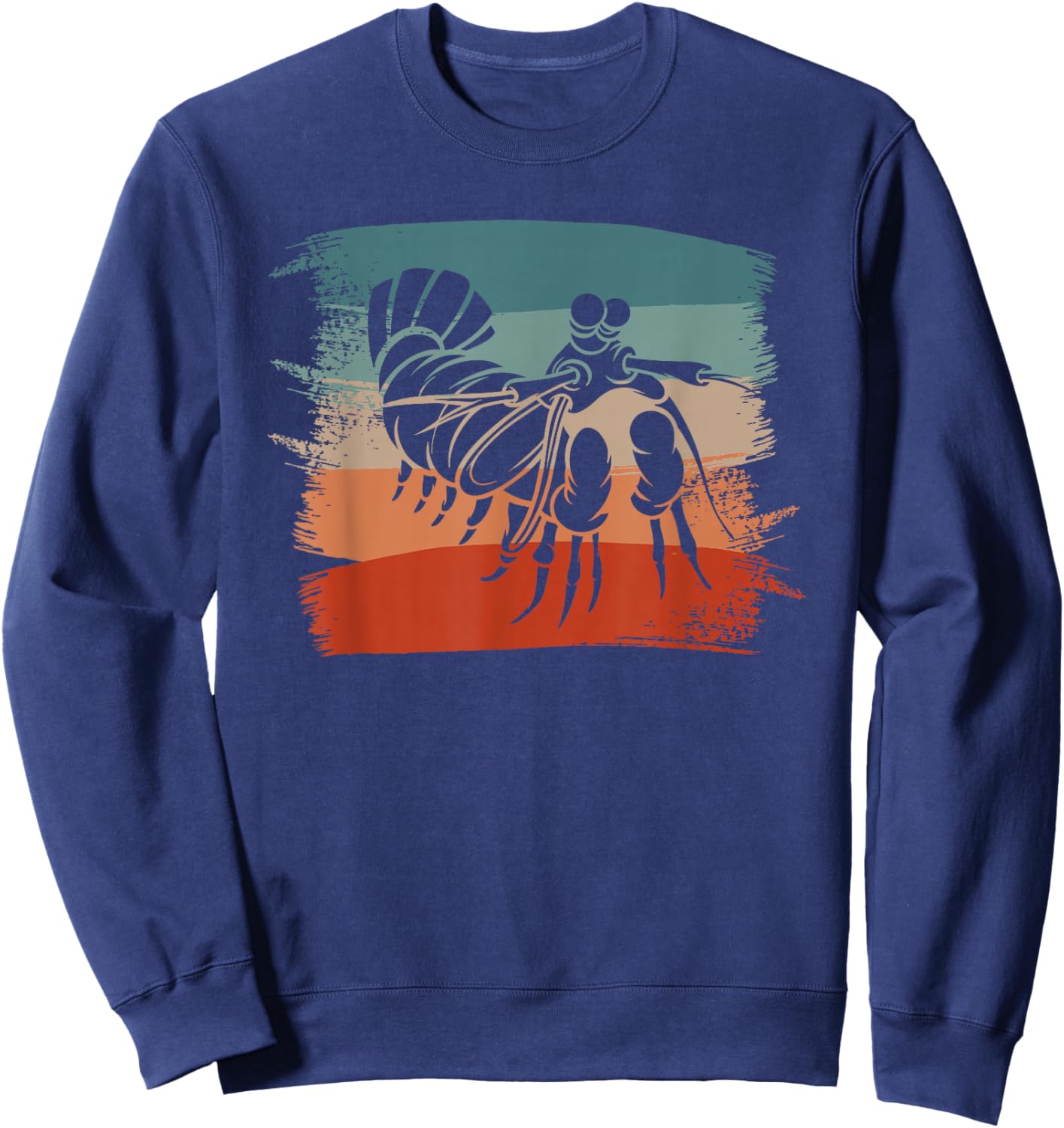 Retro Vintage Mantis Shrimp Shrimp Sweatshirt - Sweatshirt | Navy
