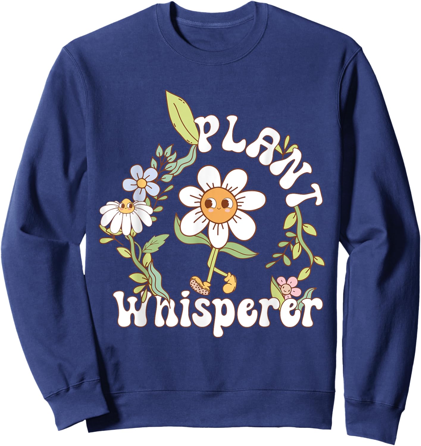 Plant Whisperer Groovy sunflower Funny Gardener lover Sweatshirt - Sweatshirt | Navy