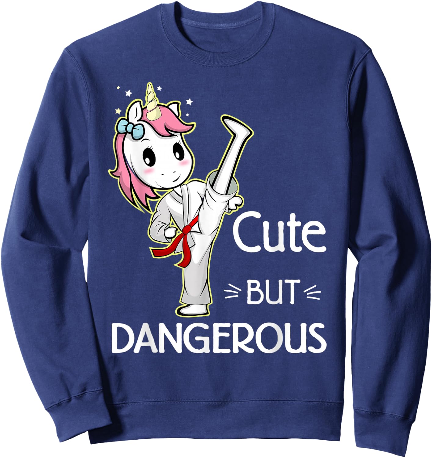 Cute Unicorn Karate Taekwondo - Kids - Black - Small - Short Sleeve - Funny Martial Arts Sweatshirt - Sweatshirt | Navy