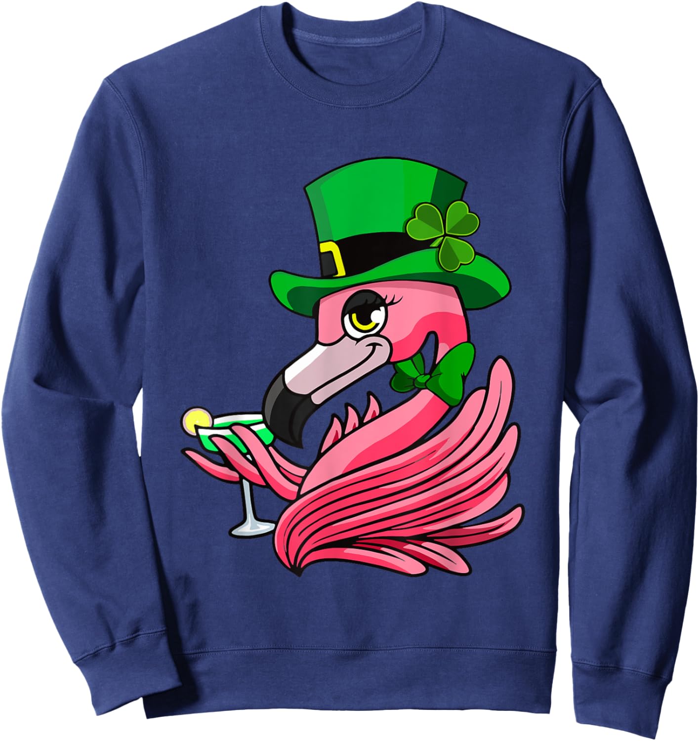 Irish Flamingo leprechaun Funny St Patrick's Day Sweatshirt - Sweatshirt | Navy