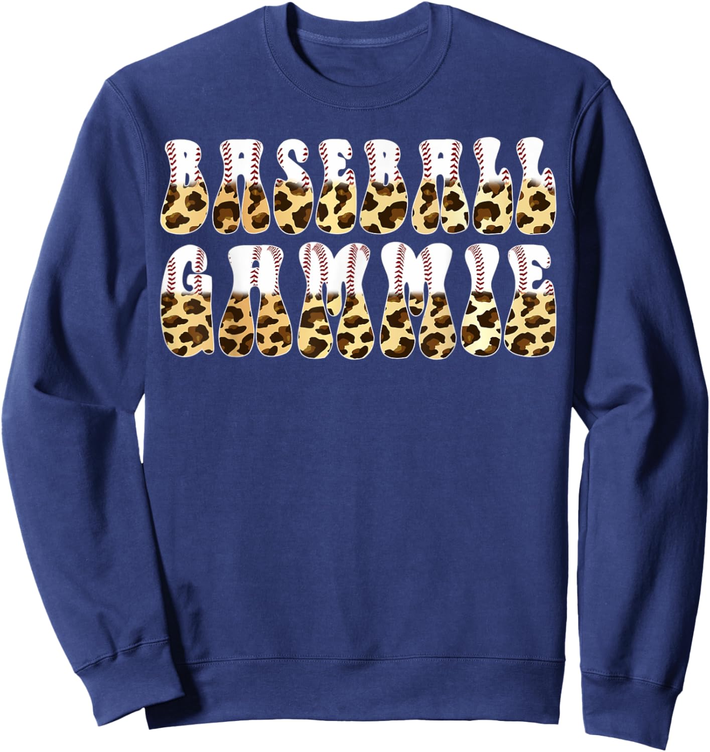 Groovy Softball Baseball Gammie Leopard Family Matching Sweatshirt - Sweatshirt | Navy