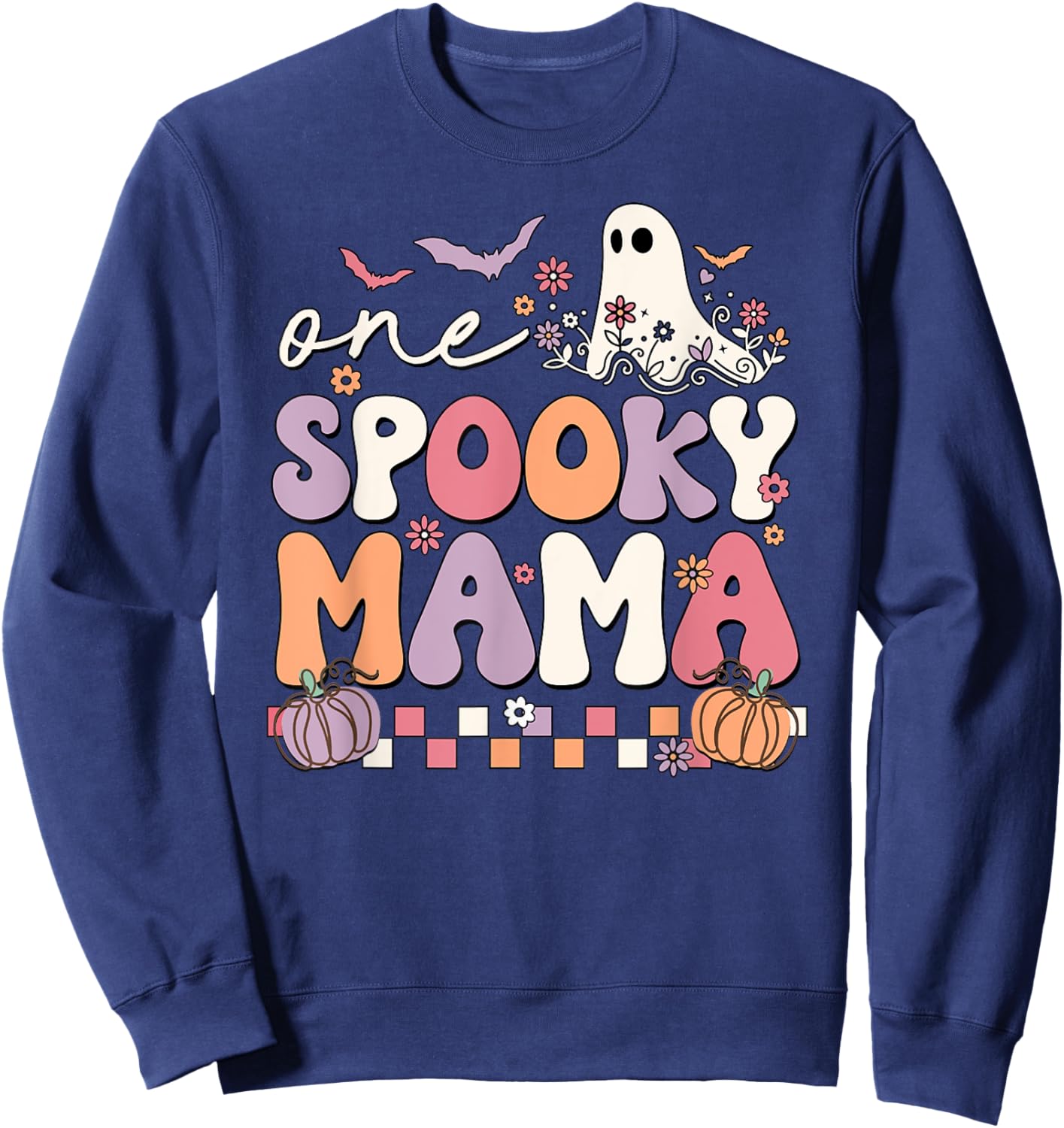 One Spooky Mama Halloween Spooky Ghost Sweatshirt - Sweatshirt | Navy
