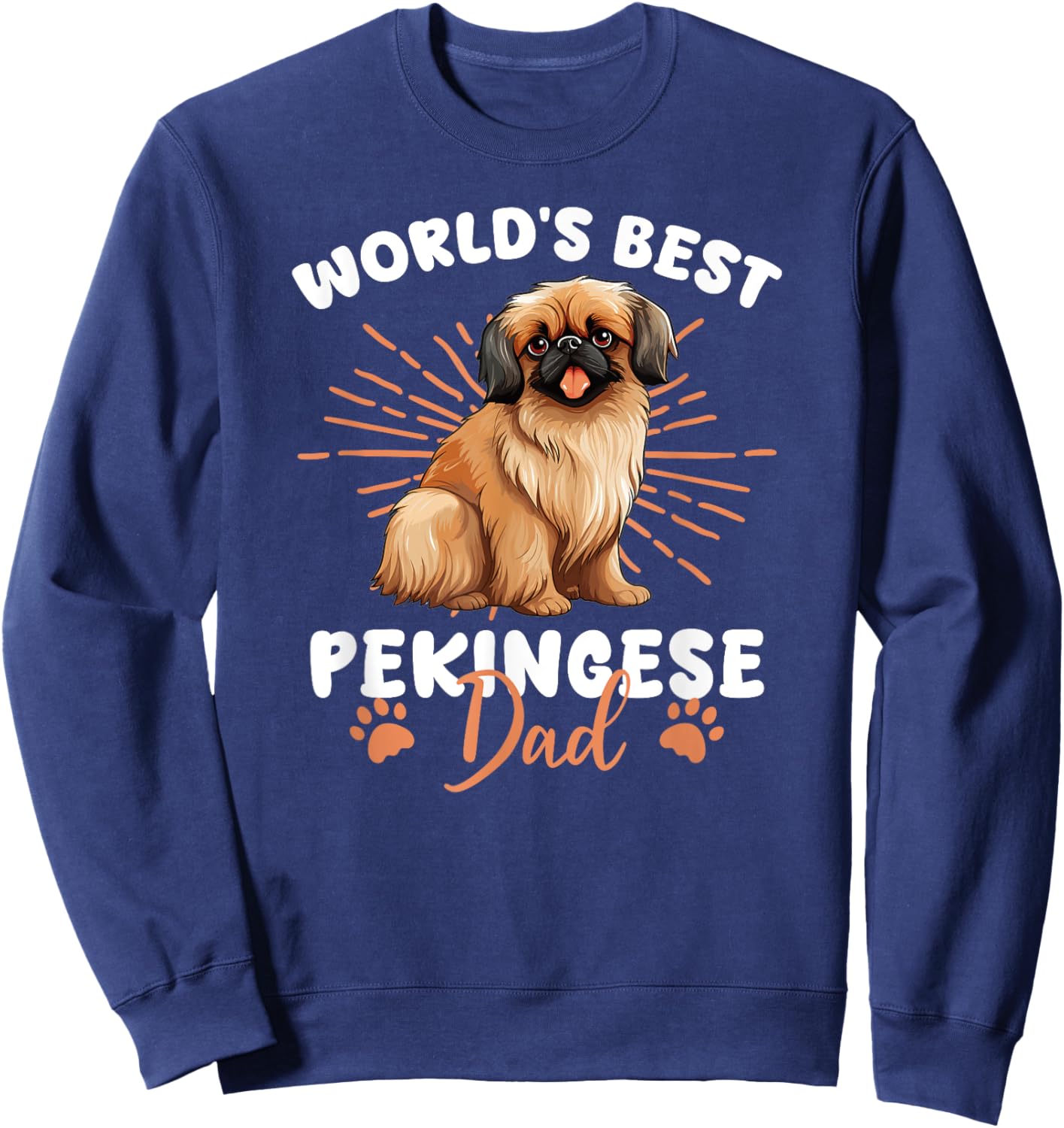 Pekingese Groovy World's Best Pekingese Dad Sweatshirt - Sweatshirt | Navy