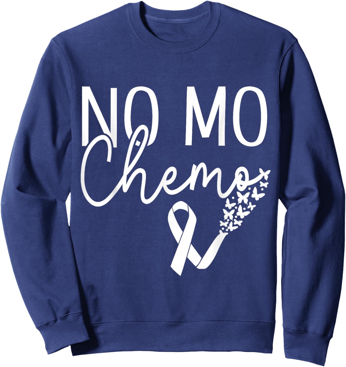 No mo chemo Ribbon Butterflies Sweatshirt - Sweatshirt | Navy
