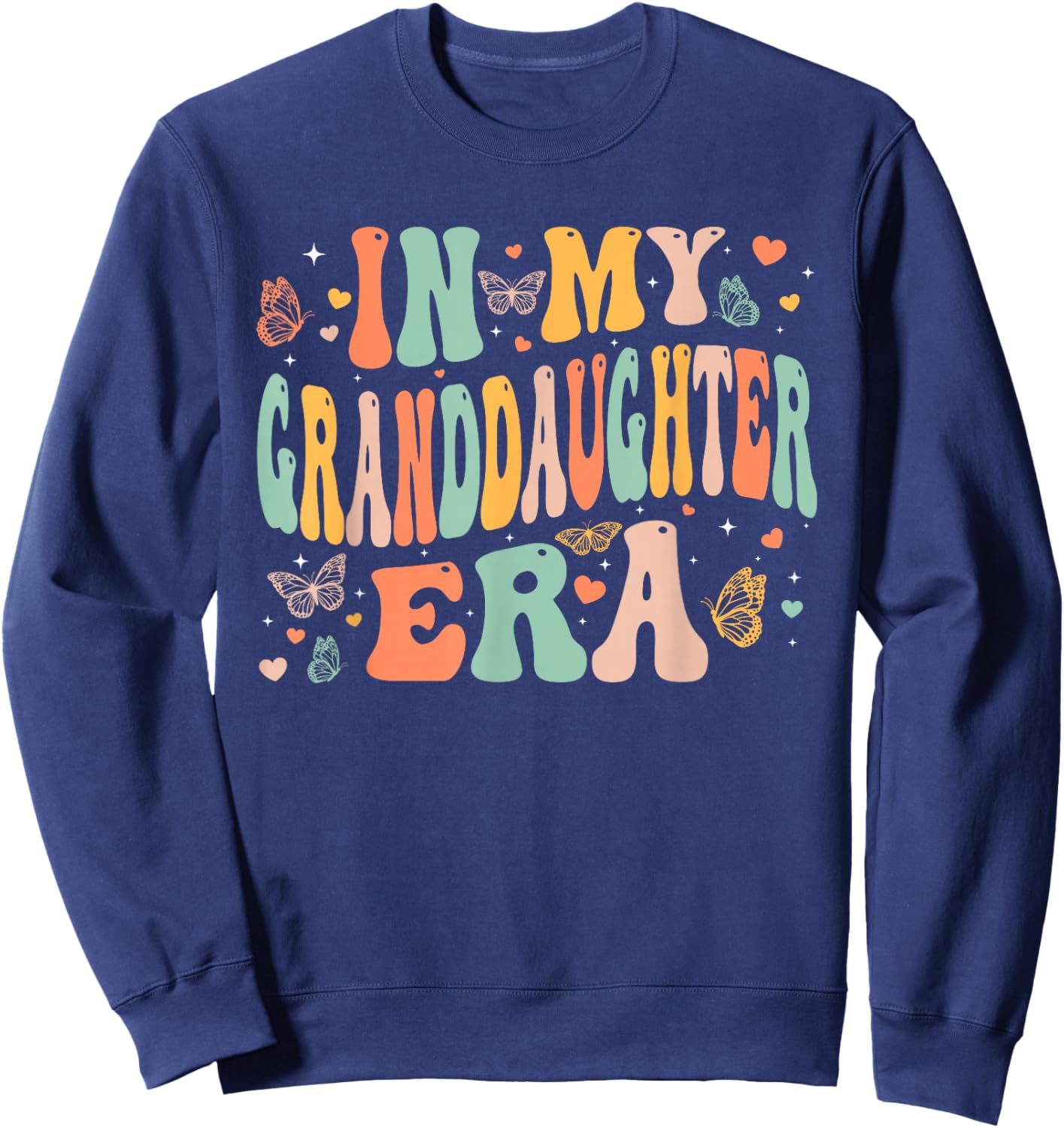Retro Groovy In My Granddaughter Era Mother's Day Kids Girls Sweatshirt - Sweatshirt | Navy