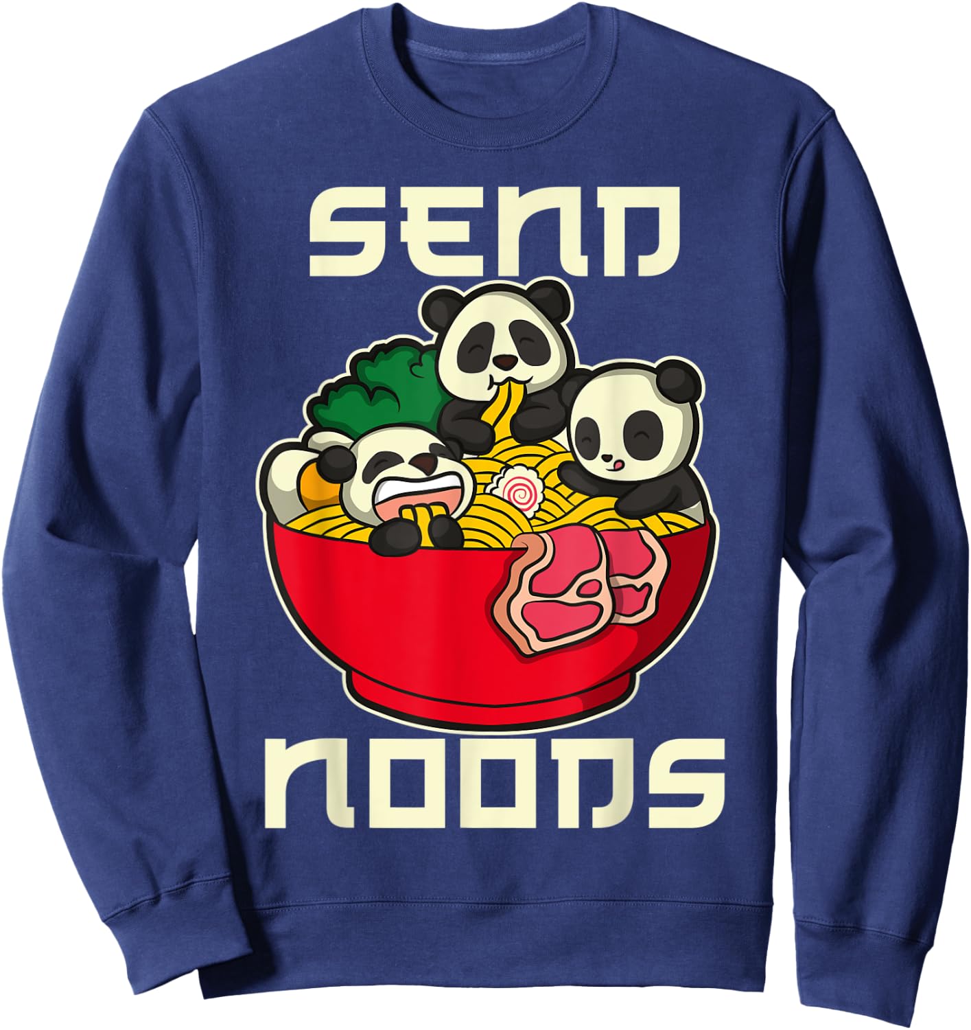 Japanese Anime Kawaii Ramen Noodles Panda Sweatshirt - Sweatshirt | Navy