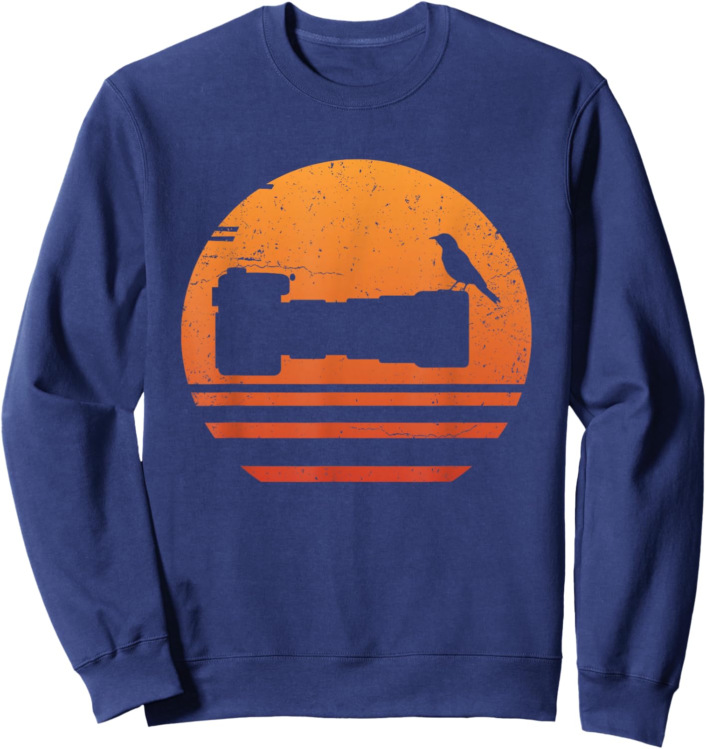 Bird Photographer Camera Retro Sweatshirt - Sweatshirt | Navy