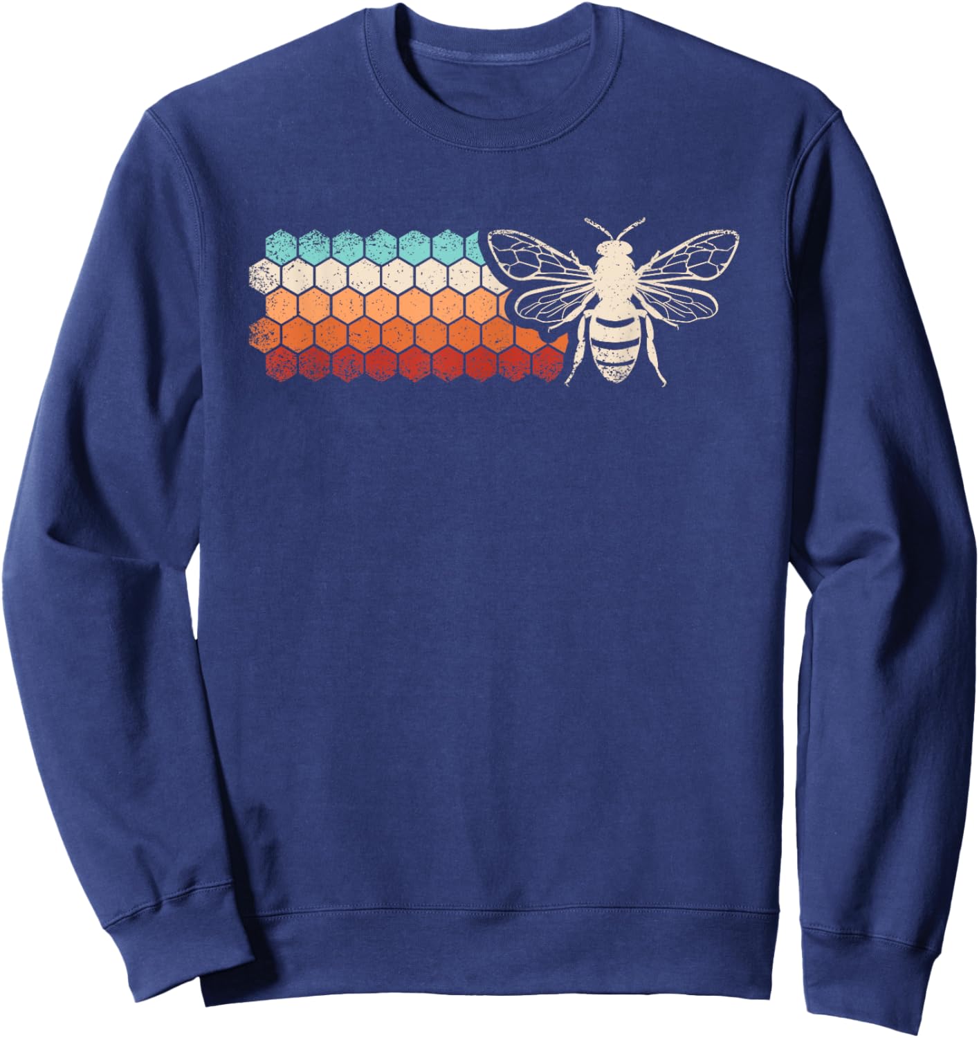 Retro Bee Honeycomb Beekeeping Beekeeper Men Women Kids Sweatshirt - Sweatshirt | Navy