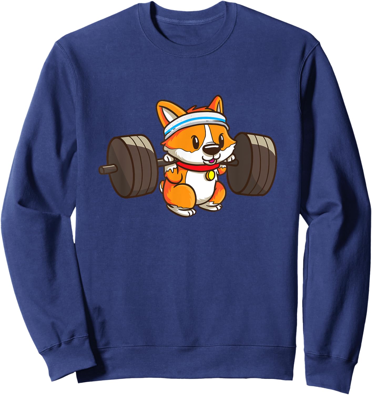 Cute Corgi Weightlifting Dog Lover Girls Sweatshirt - Sweatshirt | Navy
