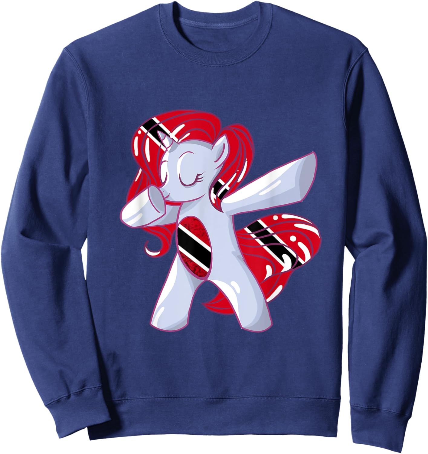 Dabbing Unicorn Trinidadian Flag Trinidad And Tobago Sweatshirt - Sweatshirt | Navy