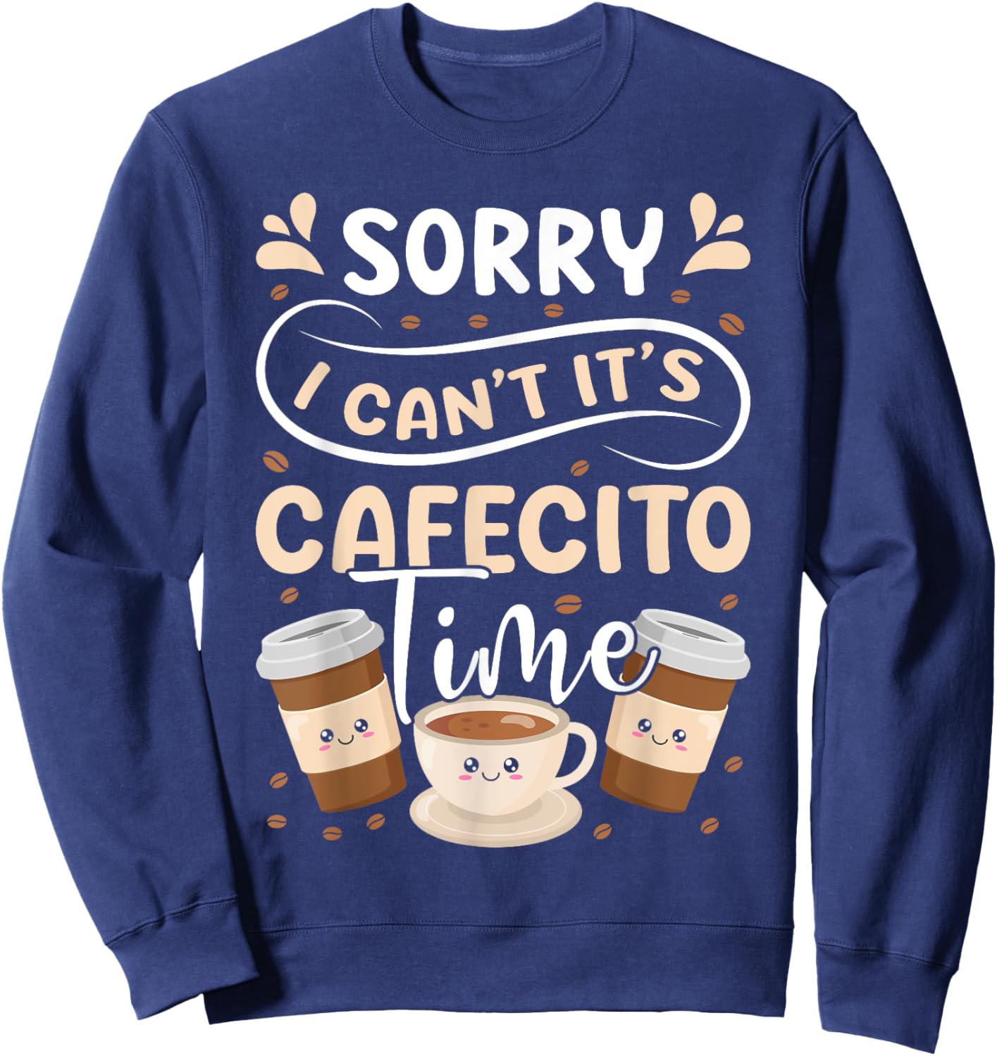 Cafecito & Concha Lovers Spanish Coffee Design Sweatshirt - Sweatshirt | Navy