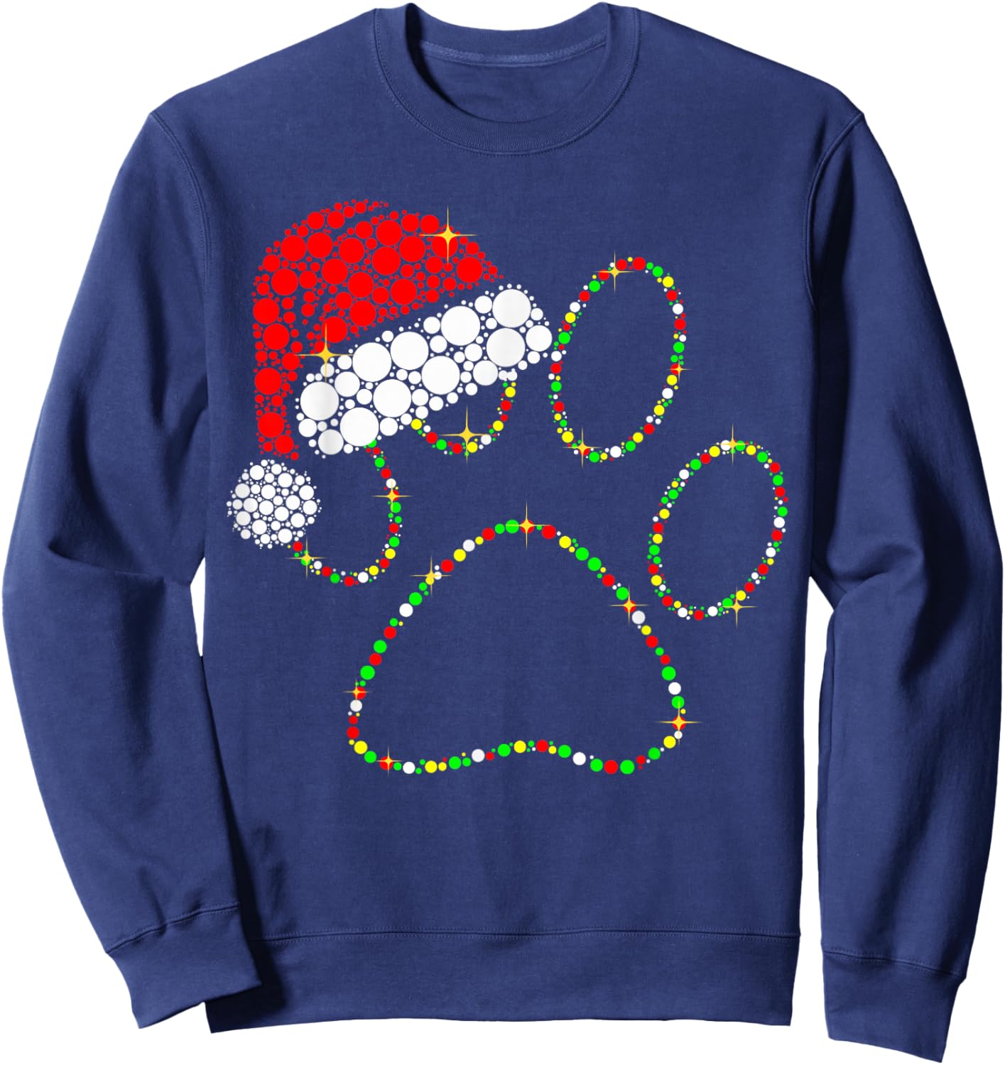 Santa Claus Dog Paw Xmas Decorations Merry Christmas Pajama Sweatshirt - Sweatshirt | Navy